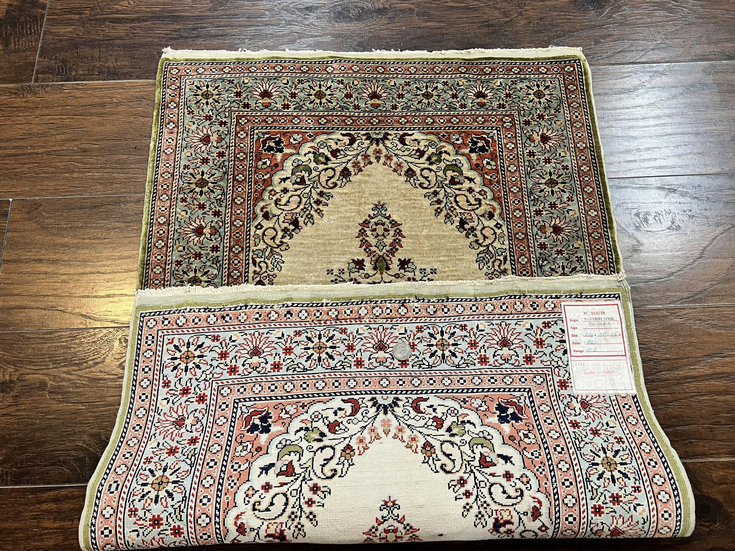 Silk Turkish Kayseri Rug 2x3 Hand Knotted Vintage Silk Pile On Silk Foundation 300 KPSI