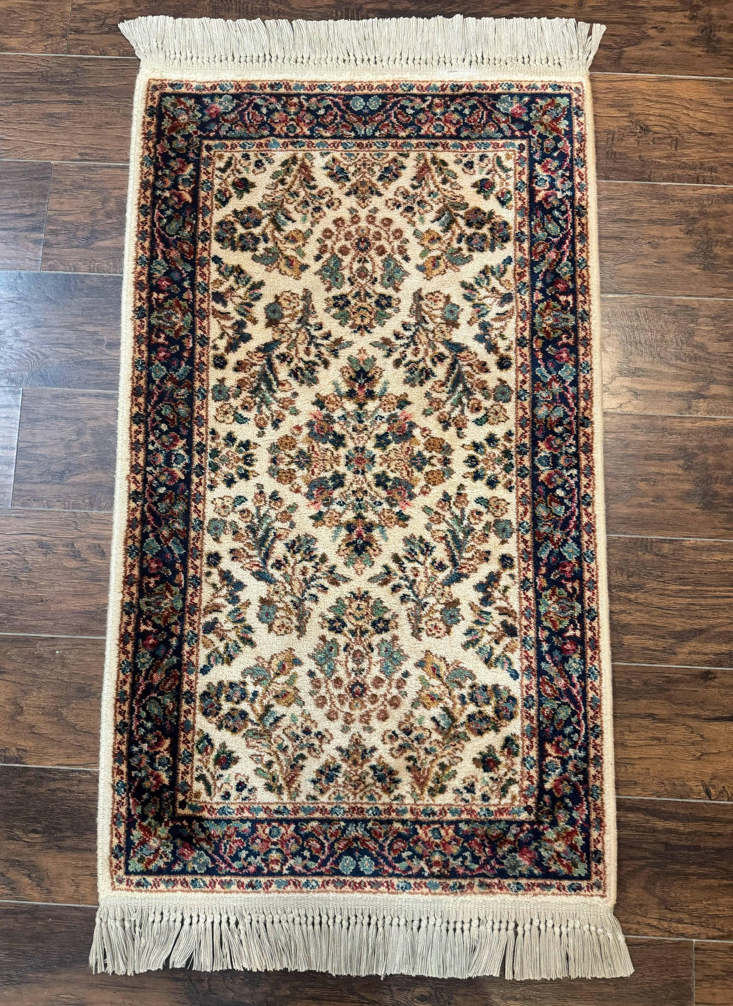 Karastan Rug 2.6 x 4, Karastan Ivory Sarouk #760, Vintage Wool Pile Small Karastan Carpet, Original Collection 700 Series Discontinued