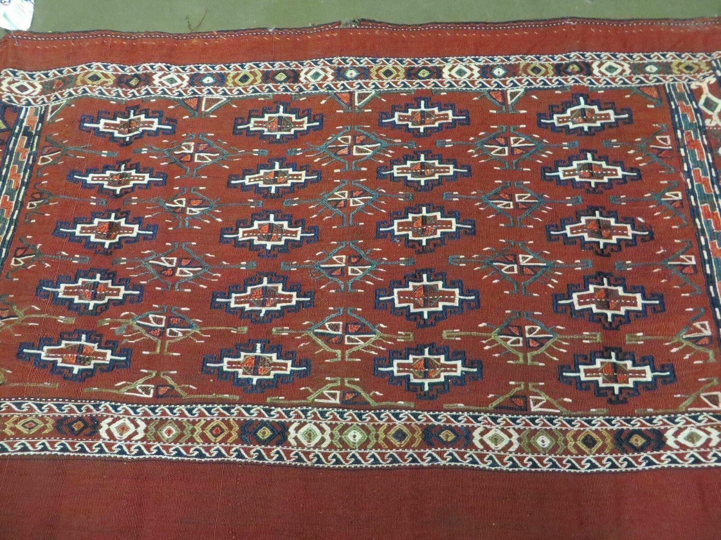 Antique Bokhara Turkoman Soumak Wool Rug 45x32 Handmade Yomud Chuval