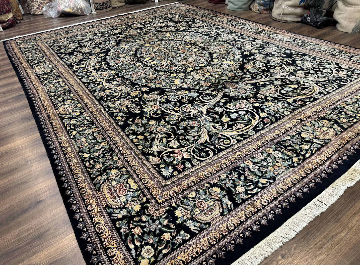 Pak Persian Rug 10x14 Hand Knotted Wool Floral Vintage Carpet 225 KPSI