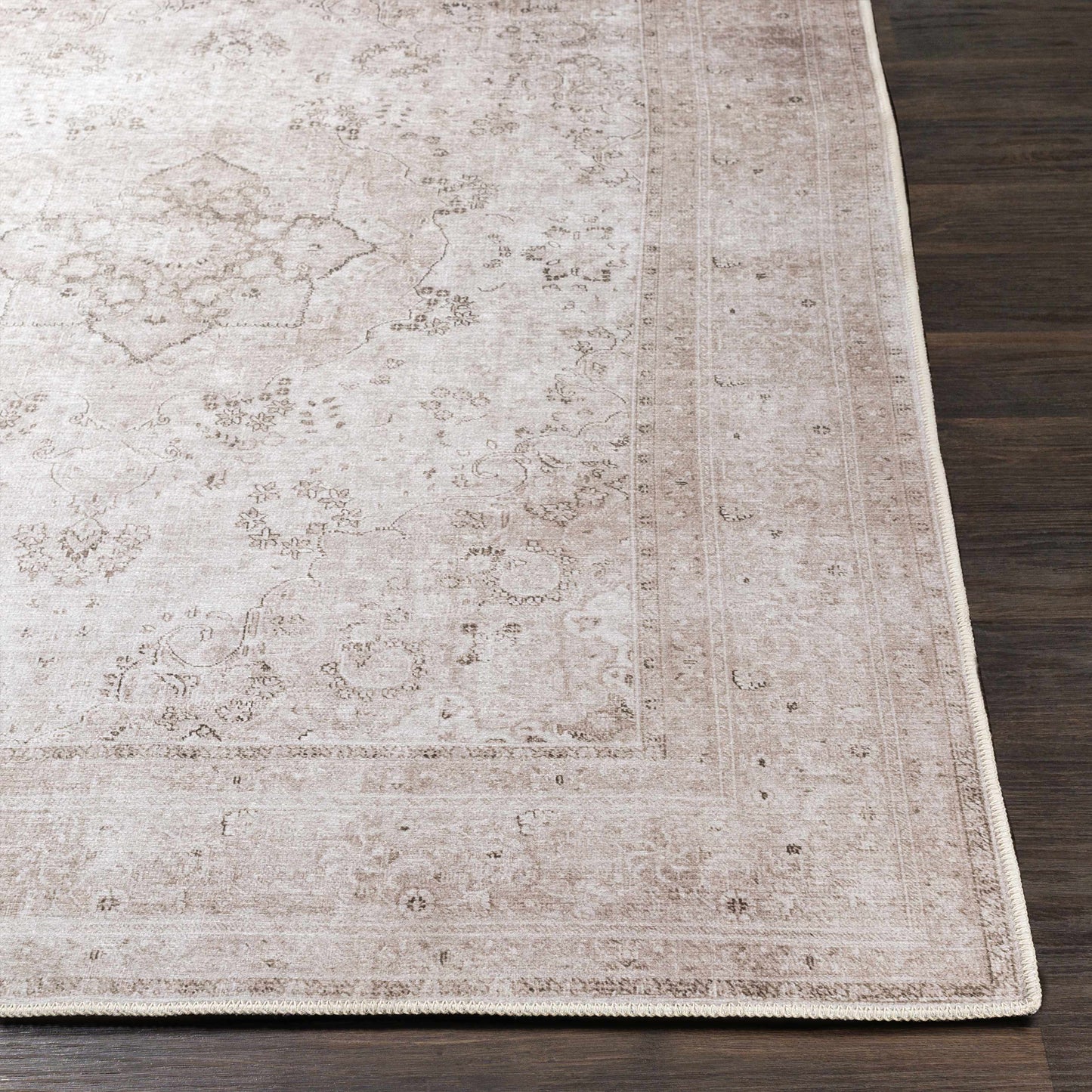 Vintage Washable Flat Pile Rug - Timeless Bethany Design for Home Decor