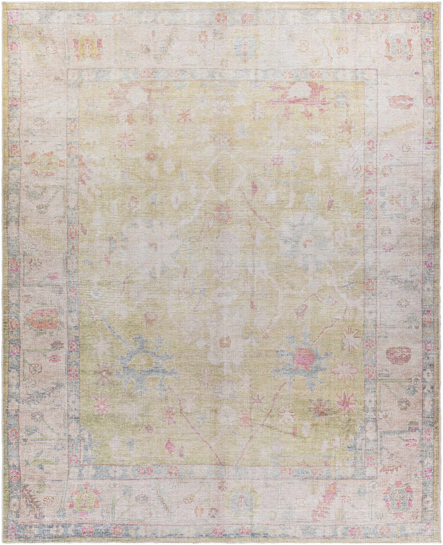 Vintage Washable Flat Pile Area Rug - Elegant Durable Home Decor