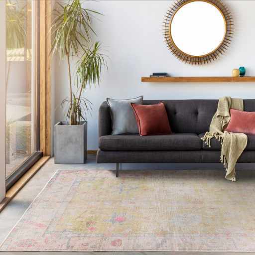 Vintage Washable Flat Pile Area Rug - Elegant Durable Home Decor