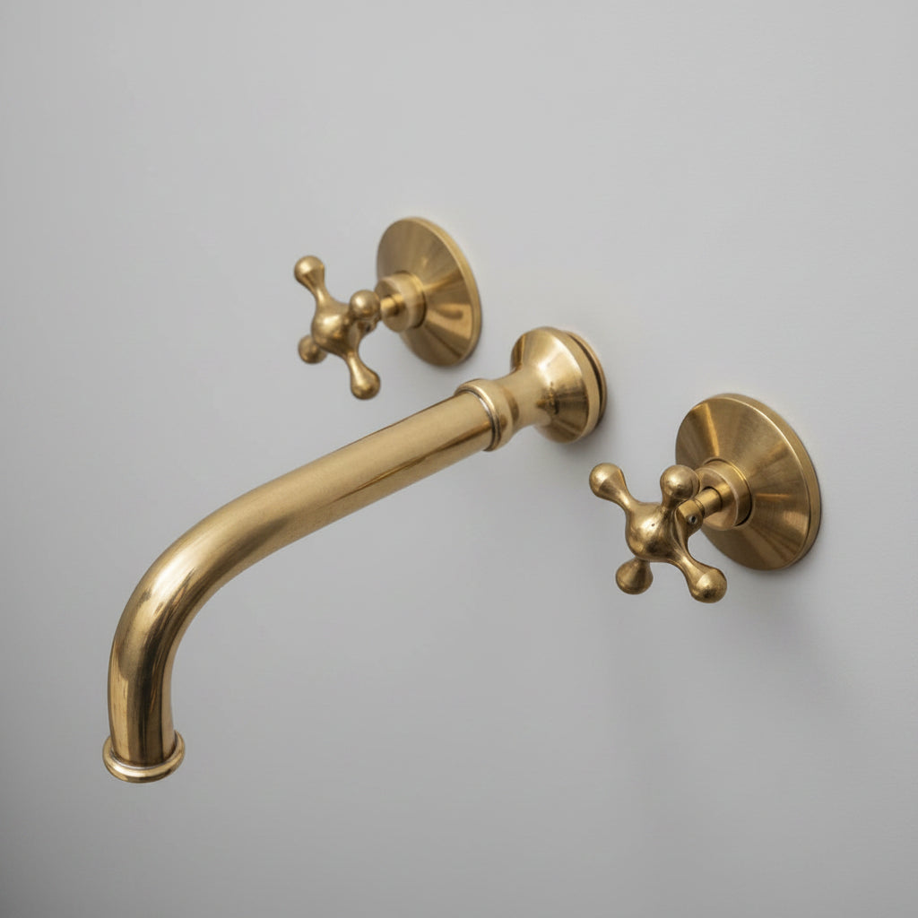 Robinet de salle de bain en laiton non laqué avec valve brute