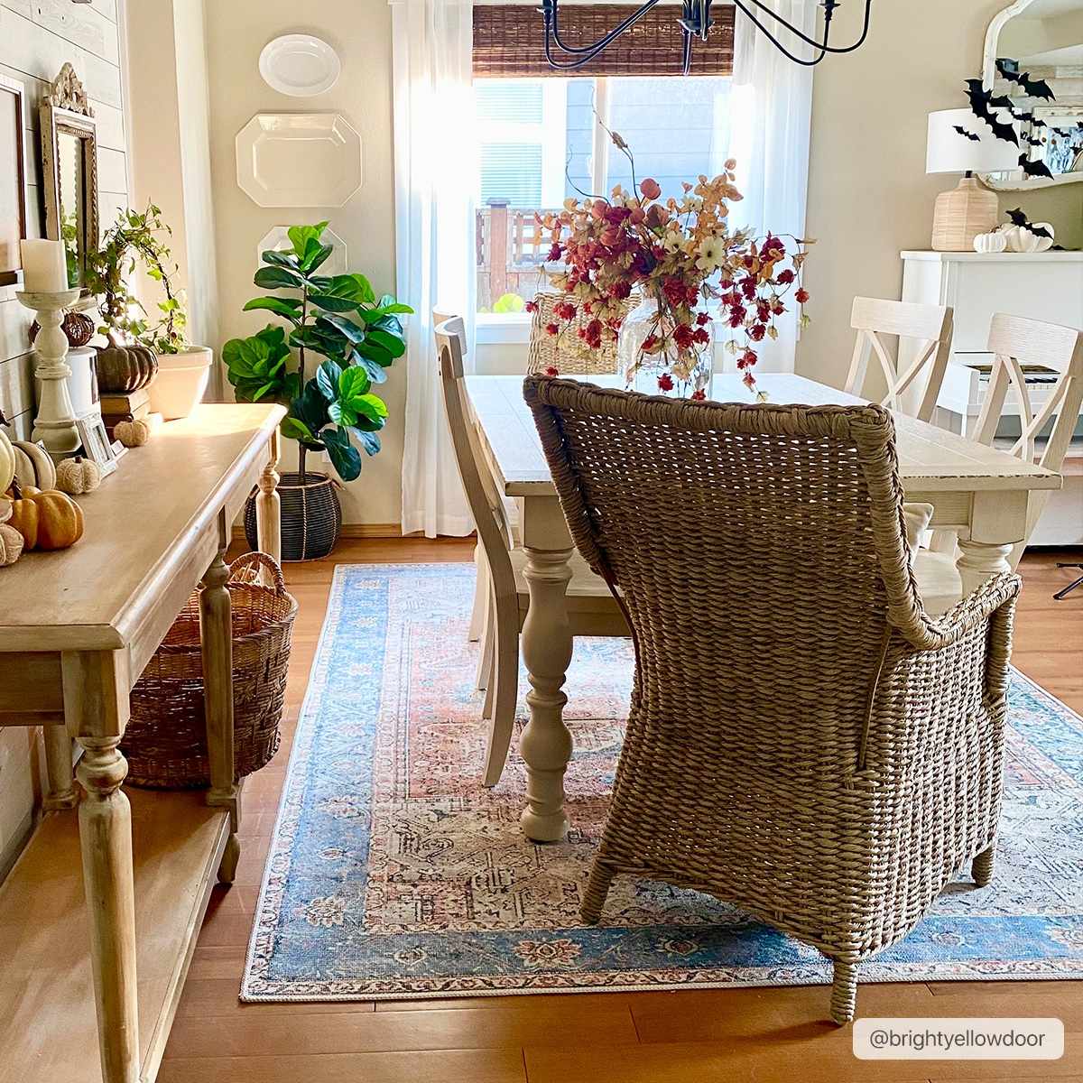 Distressed Washable Area Rug - Stylish Durable Easy to Clean