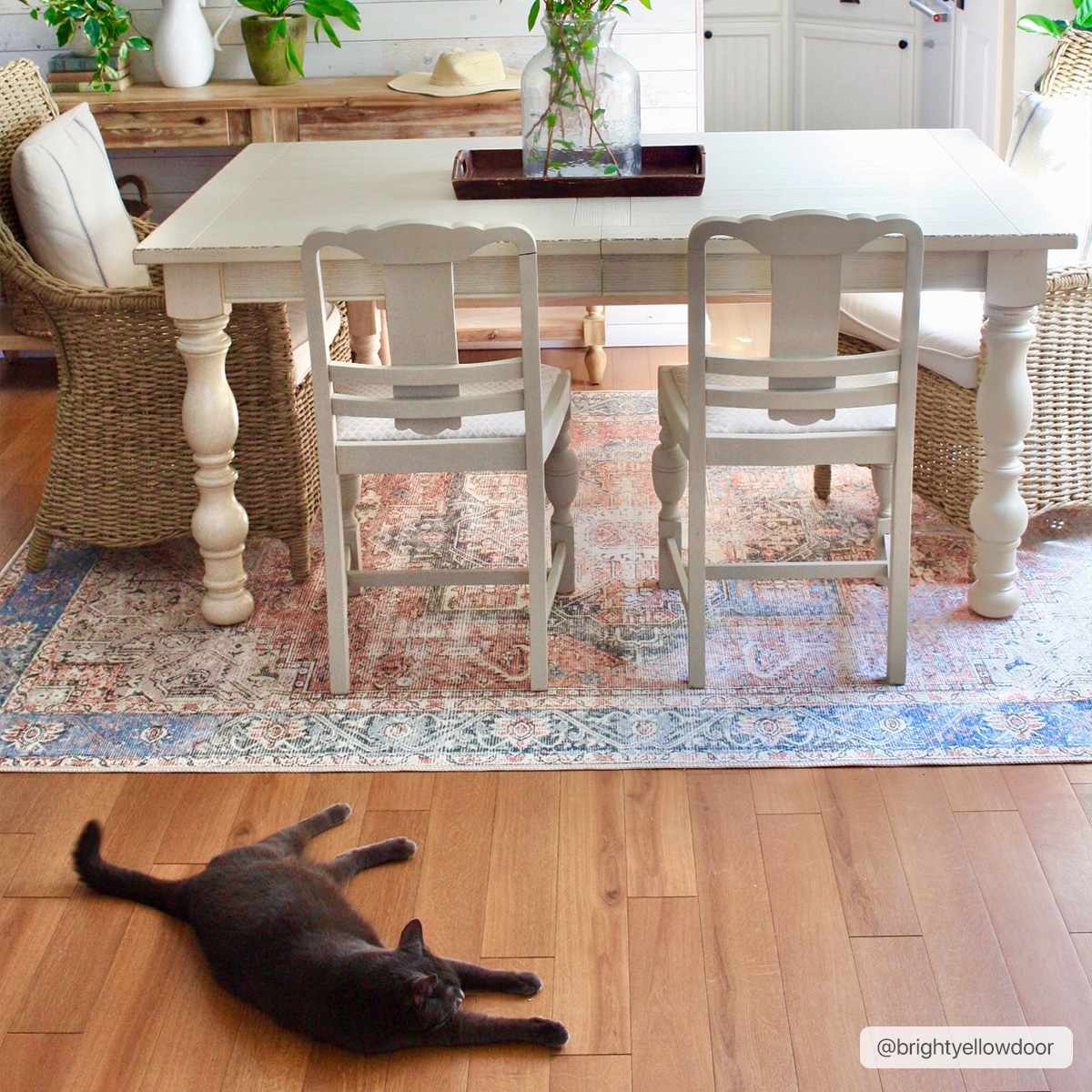 Distressed Washable Area Rug - Stylish Durable Easy to Clean