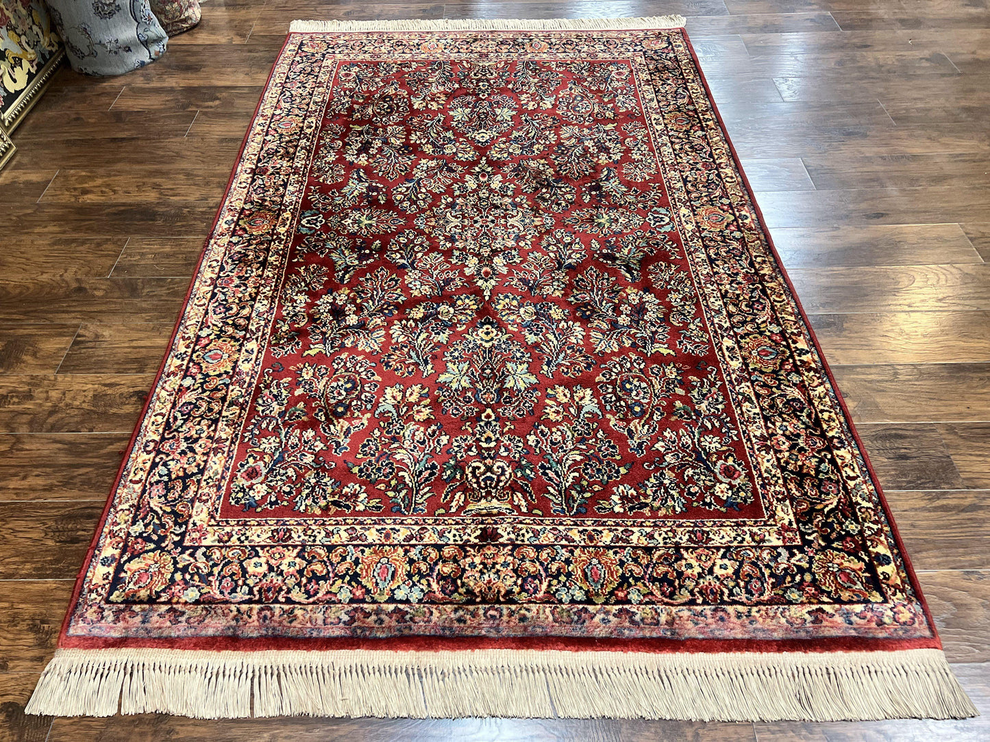 Karastan Red Sarouk Wool Rug 5.9x9 Vintage Oriental Carpet Original 700 Series