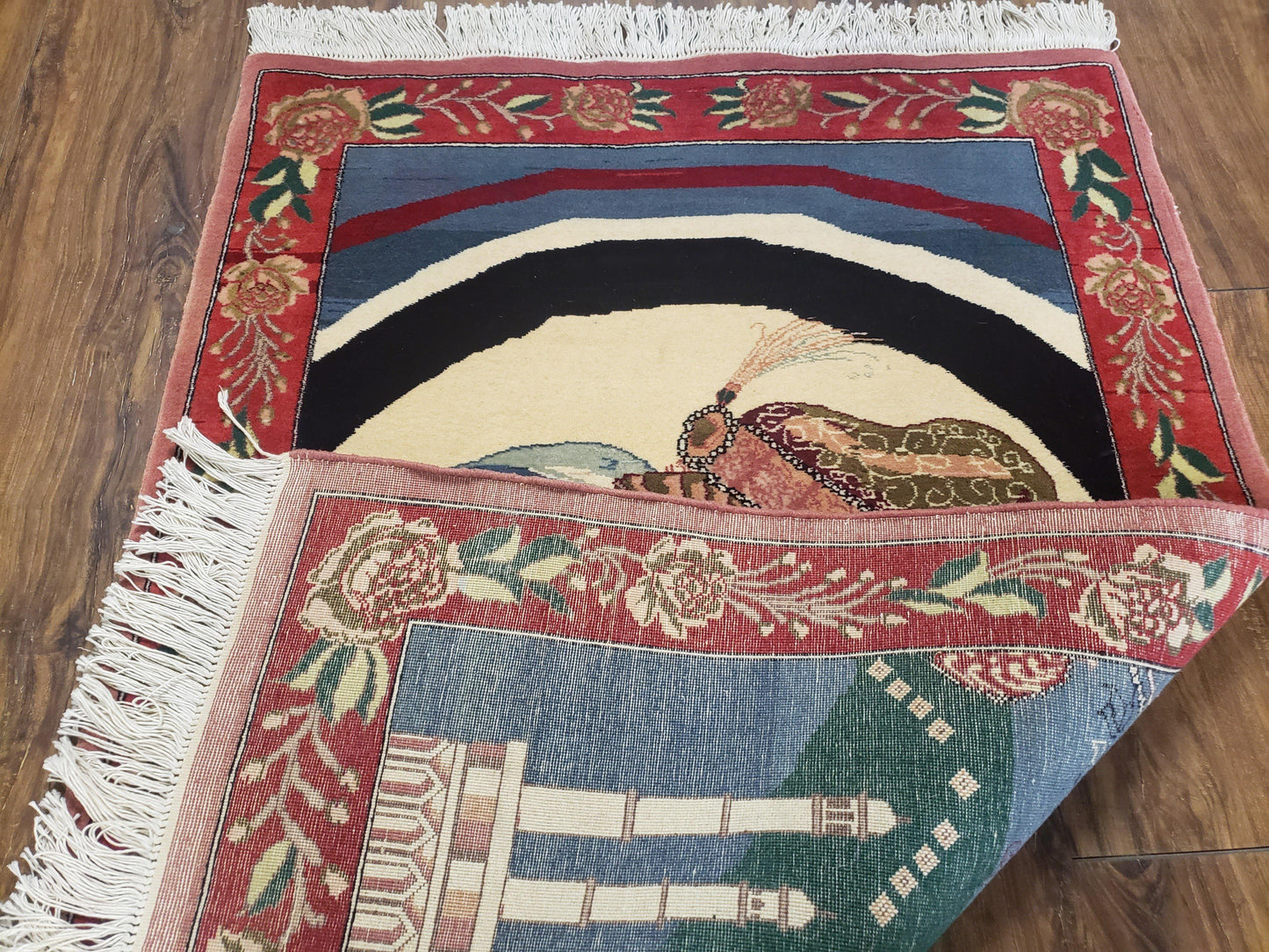 Vintage Hand Knotted Layla And Majnun Lovers Rug Indo Persian Wool 2x4