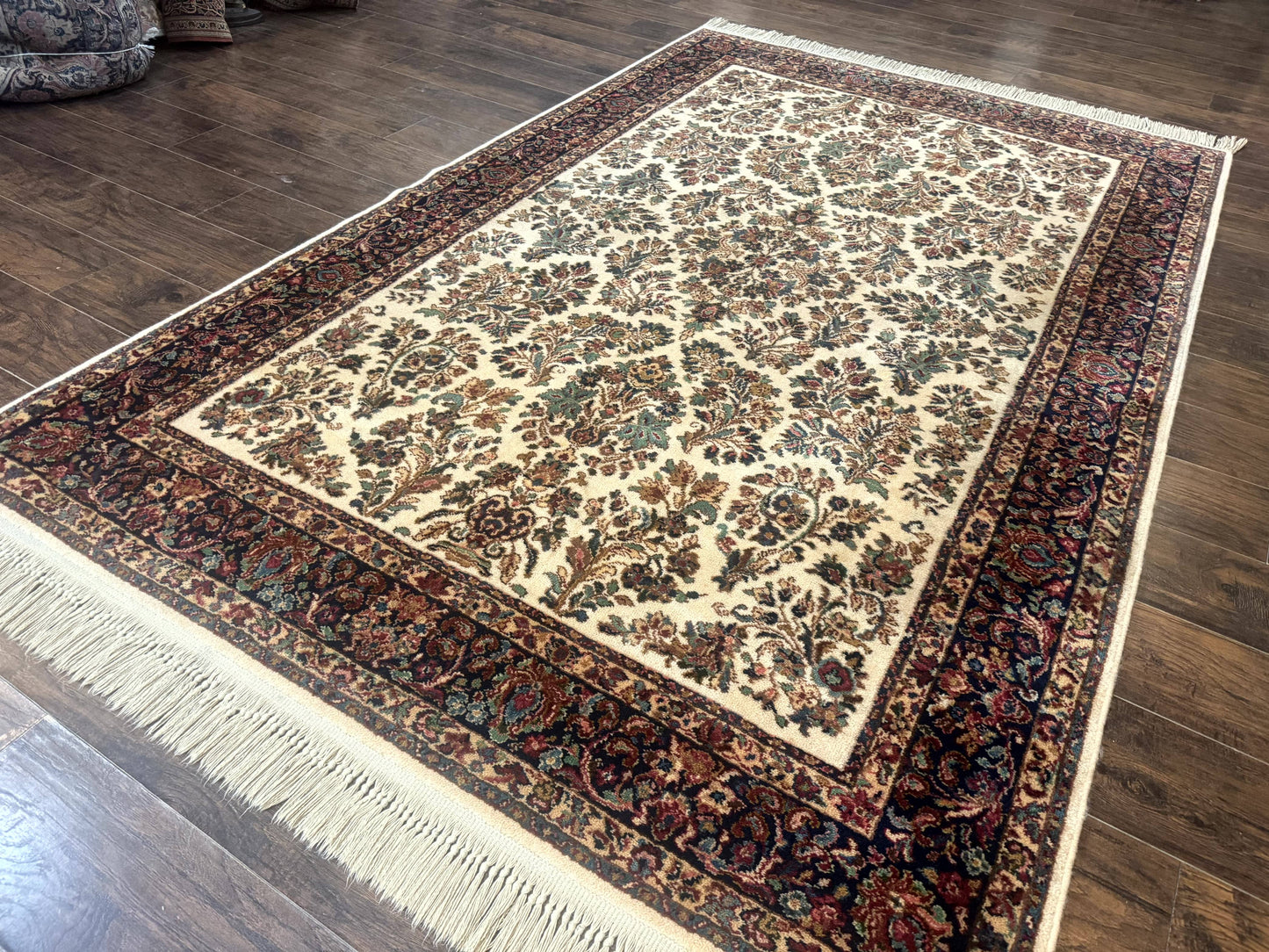 Karastan Rug 5.9 x 9, Ivory Sarouk #760, Wool Pile, Original 700 Series, Vintage