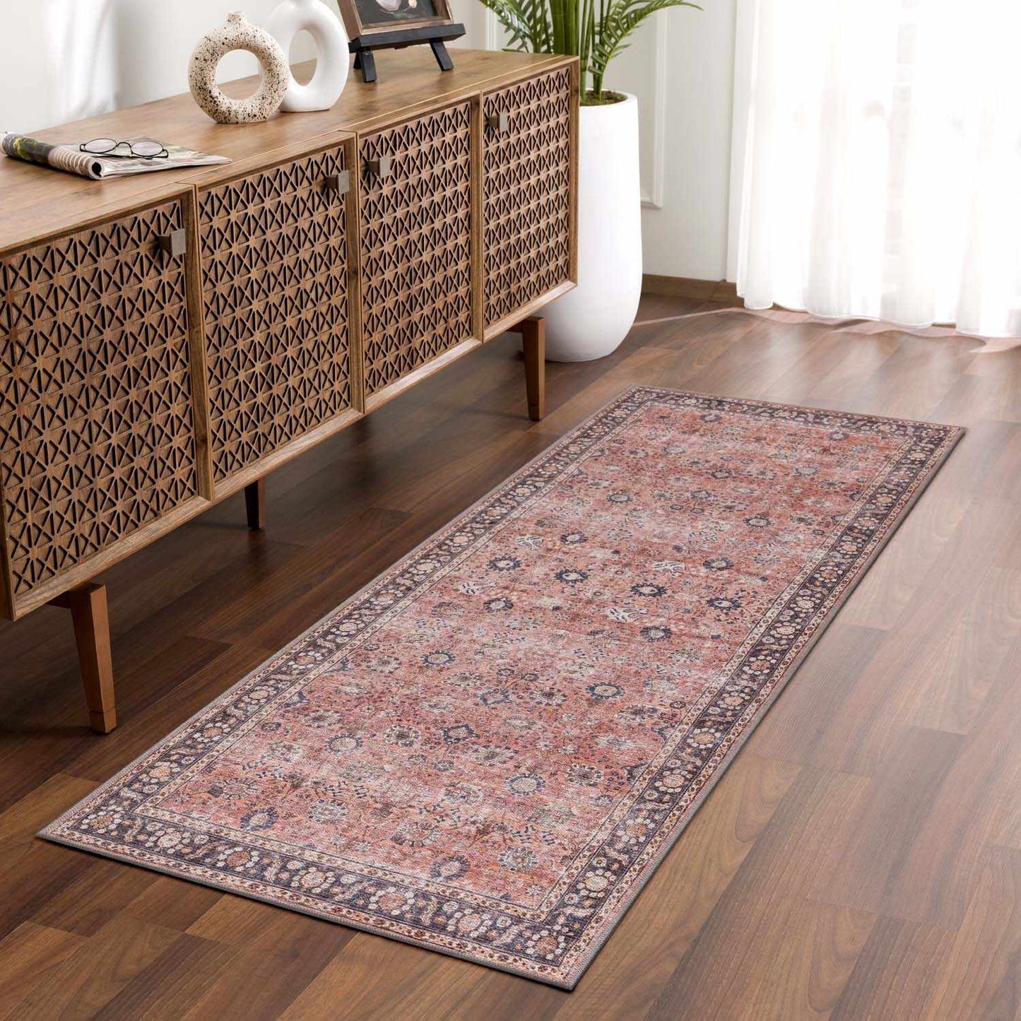 Red Washable Area Rug - Stylish Home Decor Rug