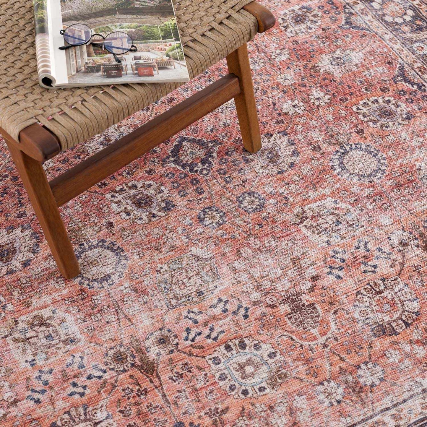 Red Washable Area Rug - Stylish Home Decor Rug