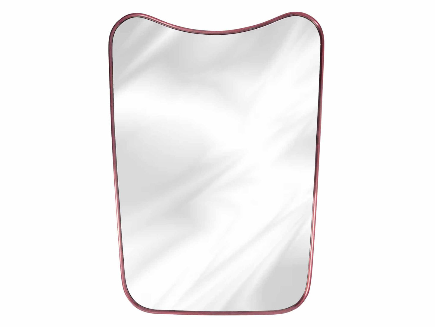 curved brass mirror in white background