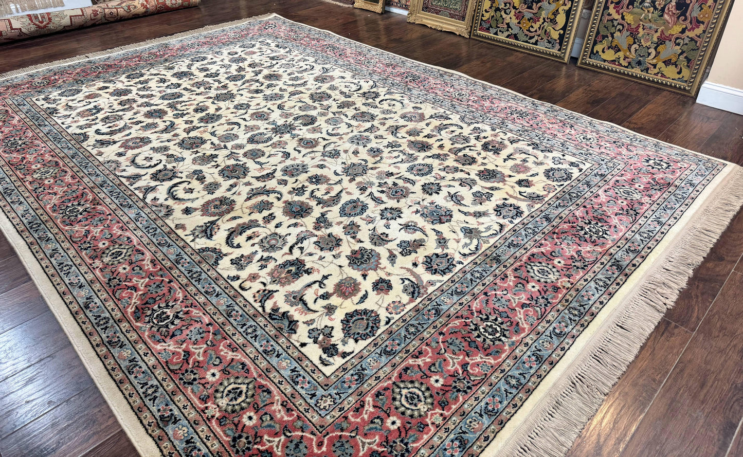 Karastan Rug Ivory Rose Kashan Wool Pile Vintage 8.8 x 12 Original 700 Series Rare