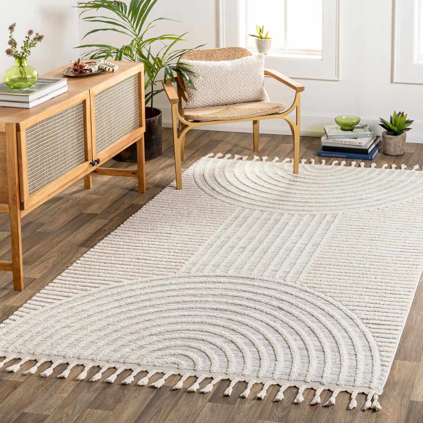 3D Rainbow Tassel Area Rug - Vibrant Home Decor