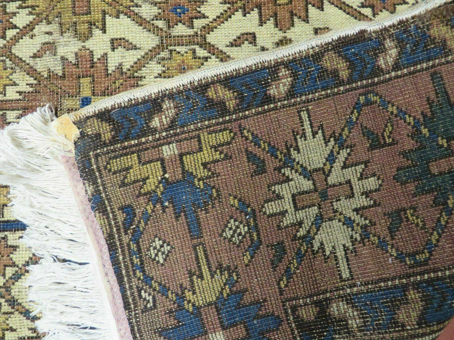 Antique Caucasian Shirvan Kazak Wool Rug Snowflake Design 4x5 Feet