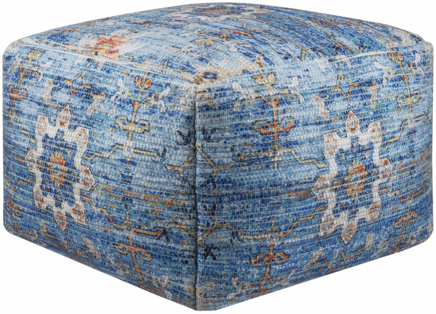 Cuddington Sky Blue Woven Floor Pouf Soft Footrest