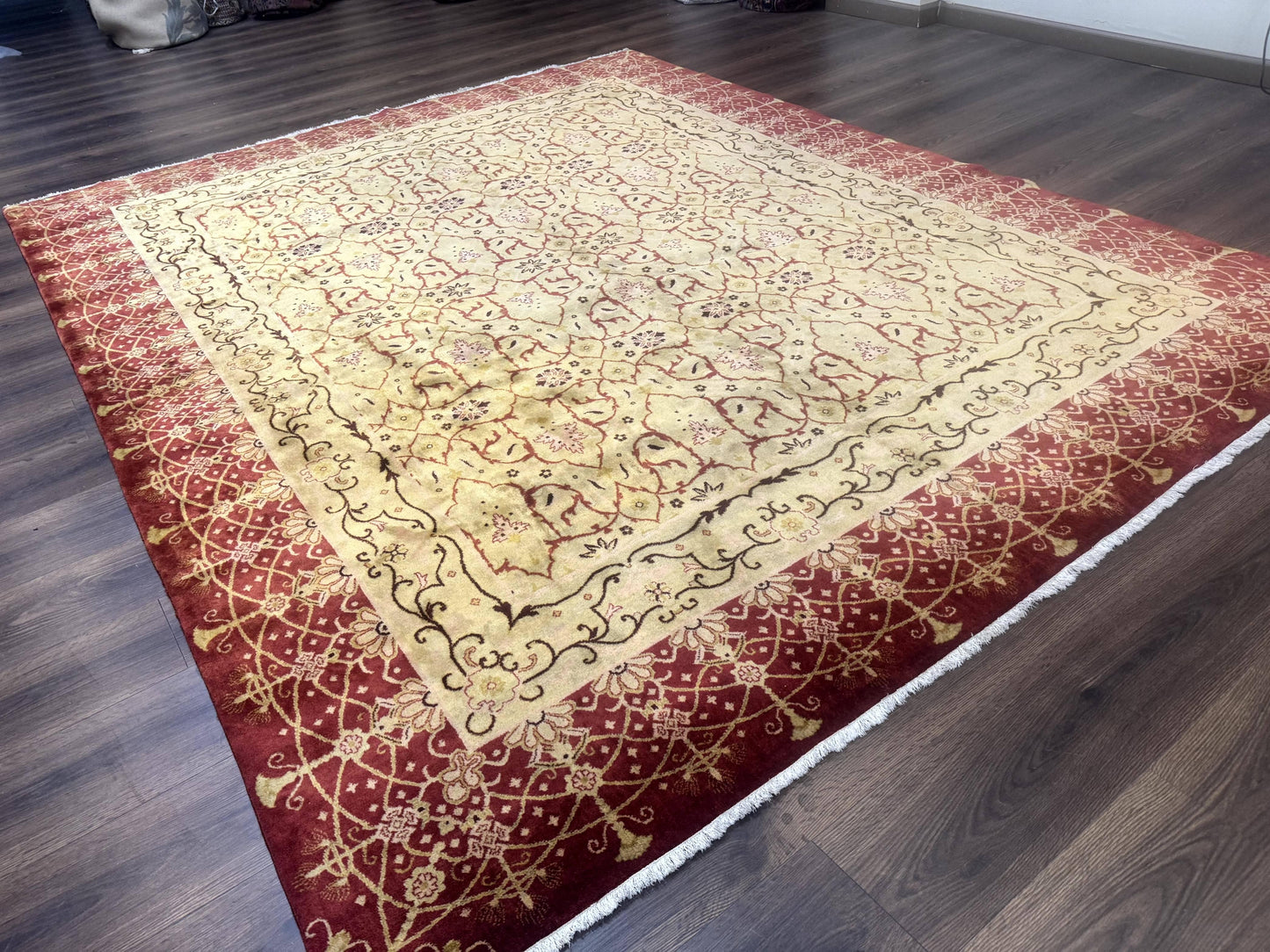 Pak Persian Rug 8x10 Allover Pattern Gold Tan Handmade Wool 200 KPSI