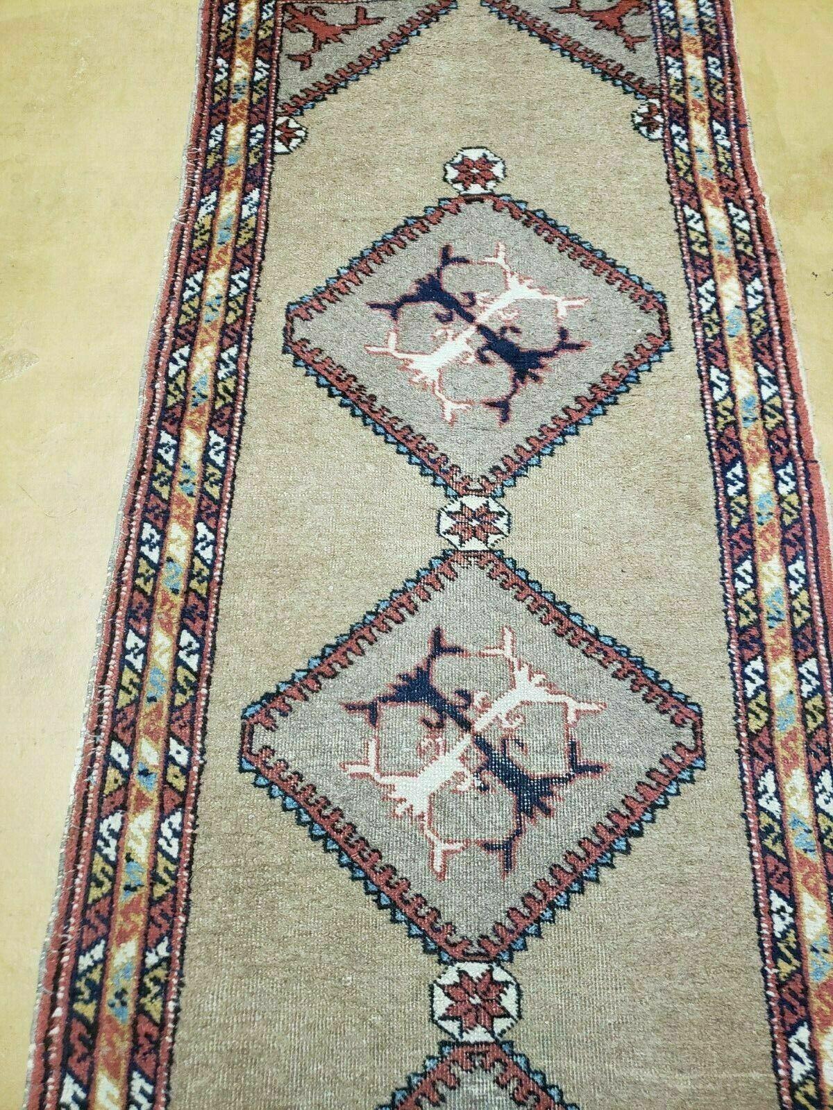 Persian Sarab Runner Rug 2x11 Antique Tribal Hand Made Camel Hair