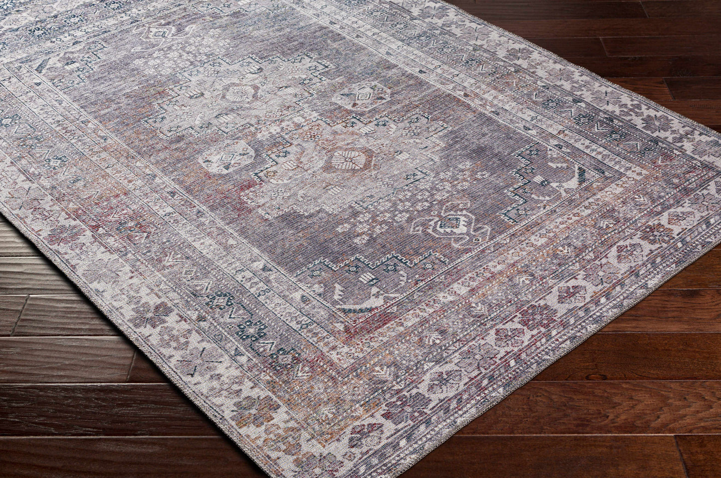 Washable Gray Tumble Dry Rug - Baltinglass Collection Durable Style