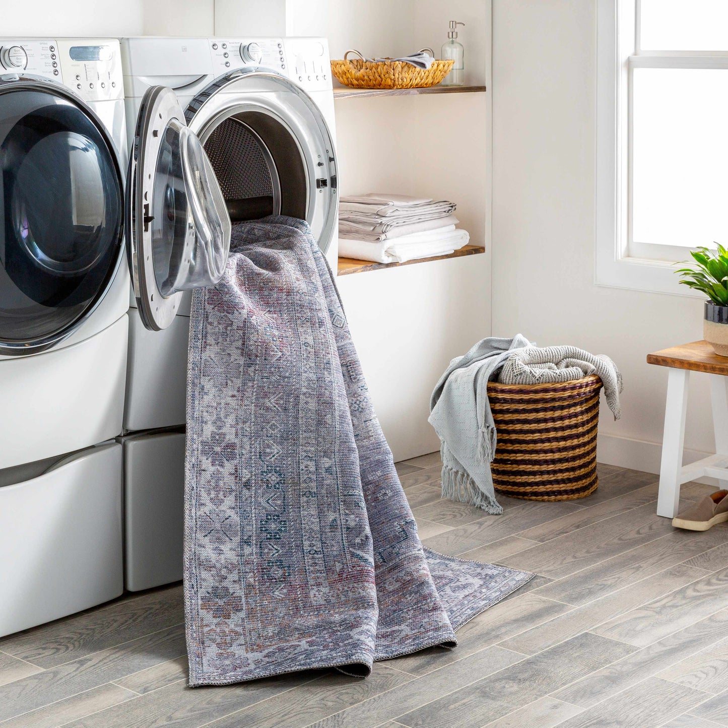 Washable Gray Tumble Dry Rug - Baltinglass Collection Durable Style