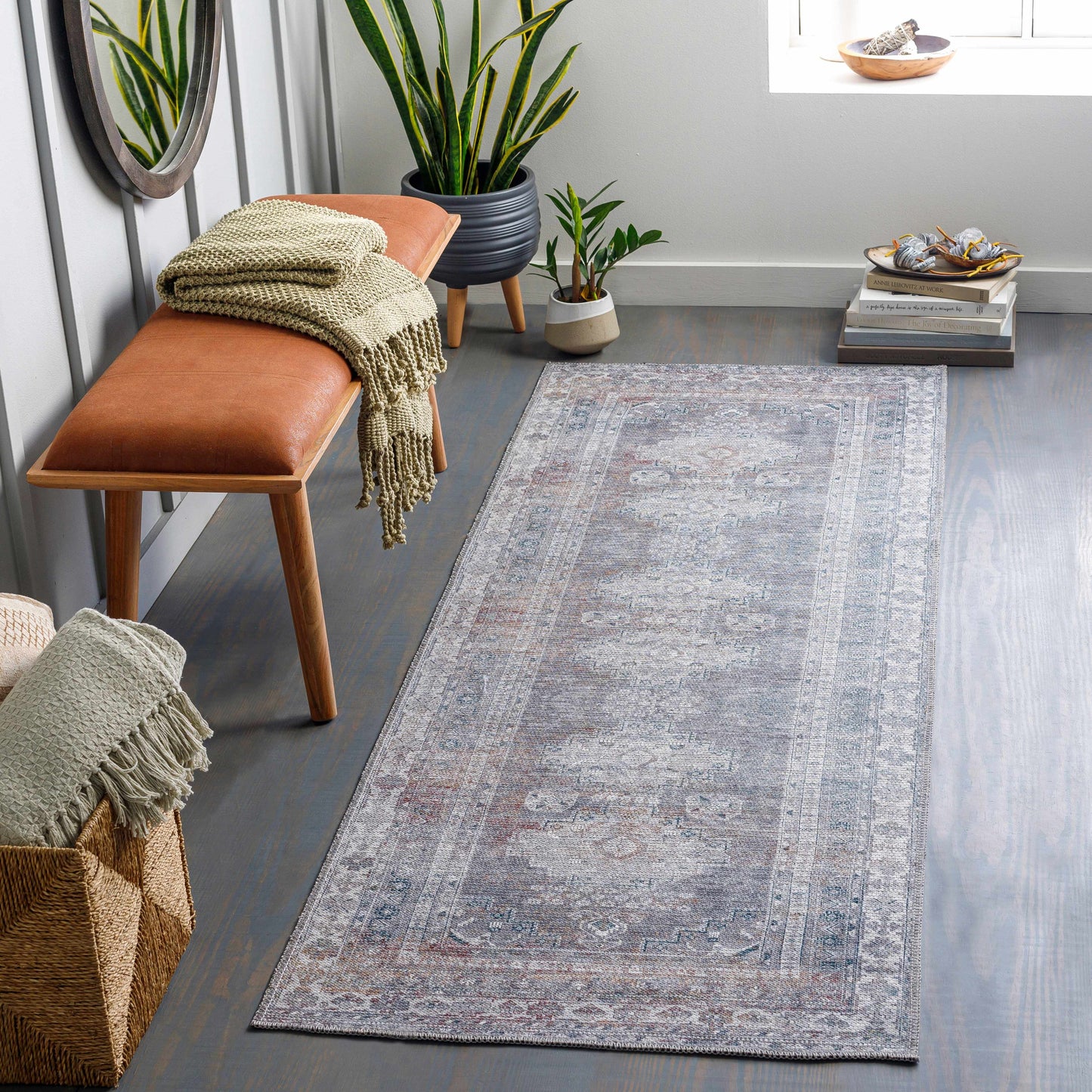 Washable Gray Tumble Dry Rug - Baltinglass Collection Durable Style