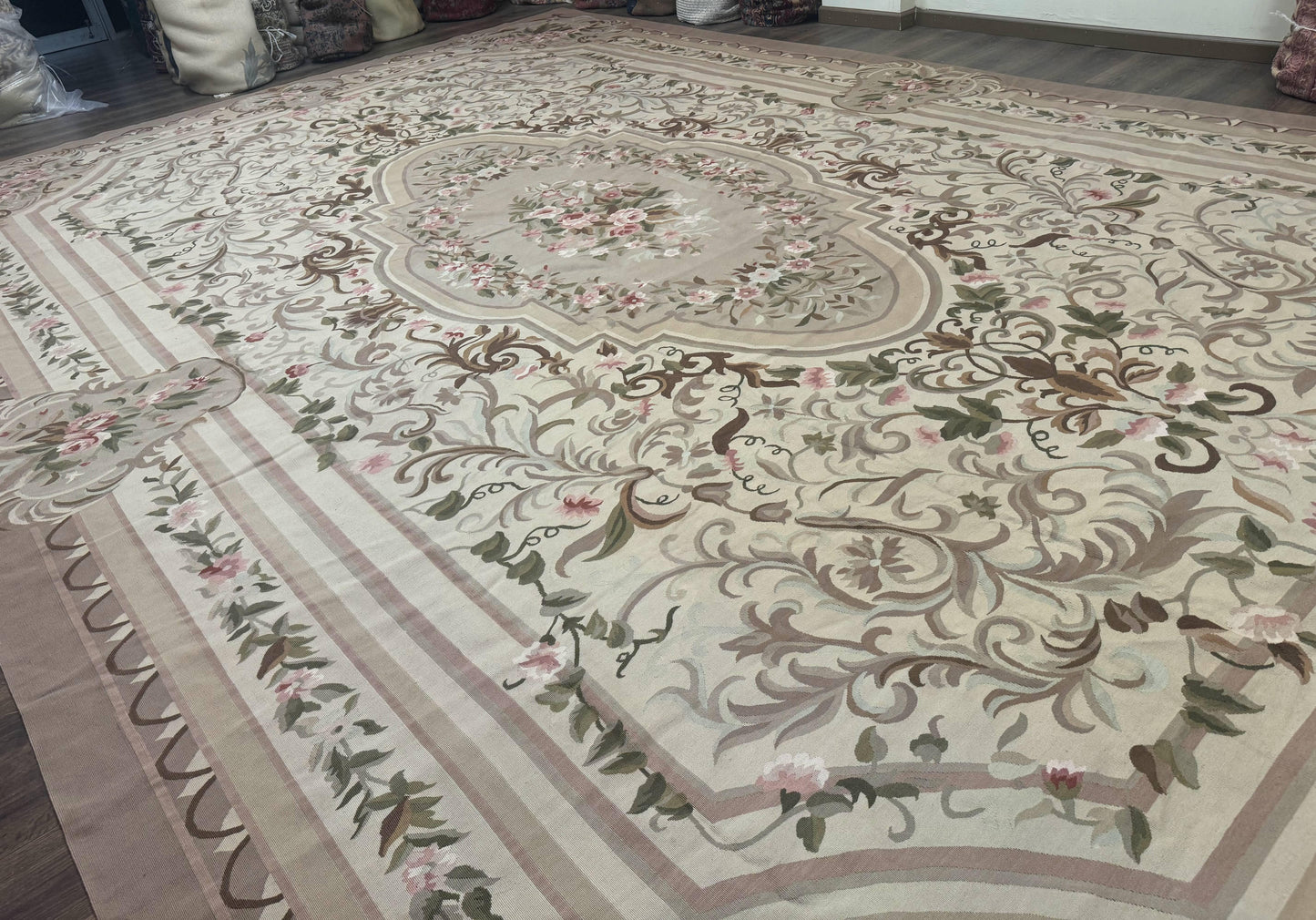 Aubusson Rug Palace Sized 13 X 20 Flatweave Oversized European Design