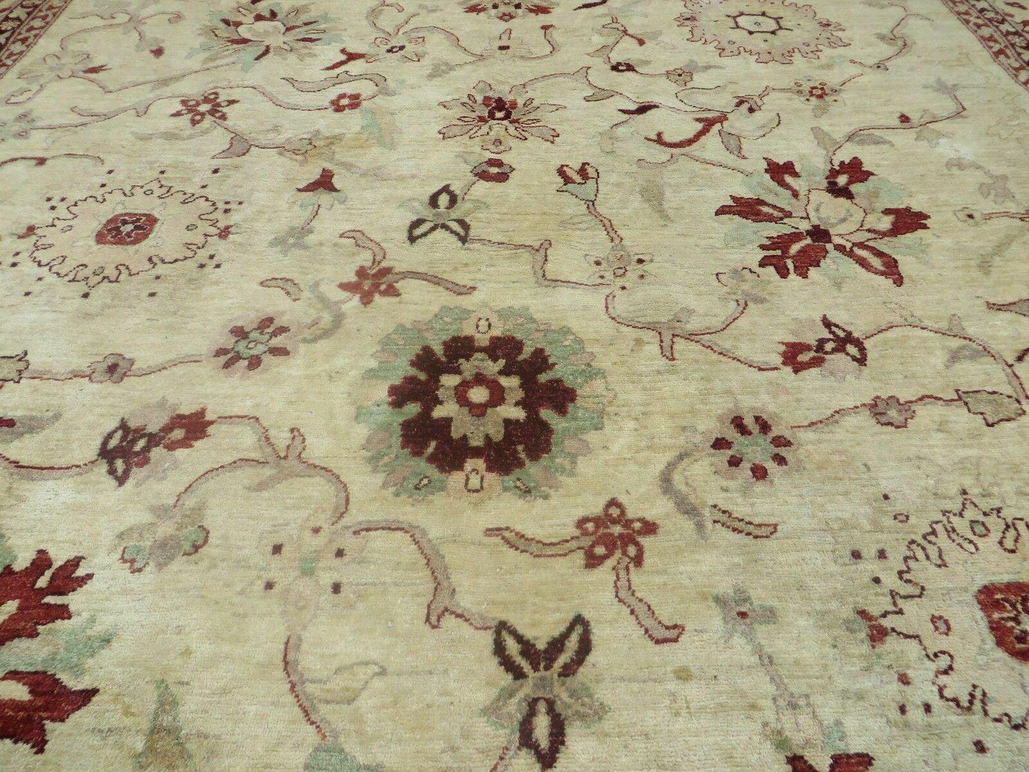 10' X 14' Vintage Hand Knotted Made Indian Agra Wool Rug Vegetable Dyes
