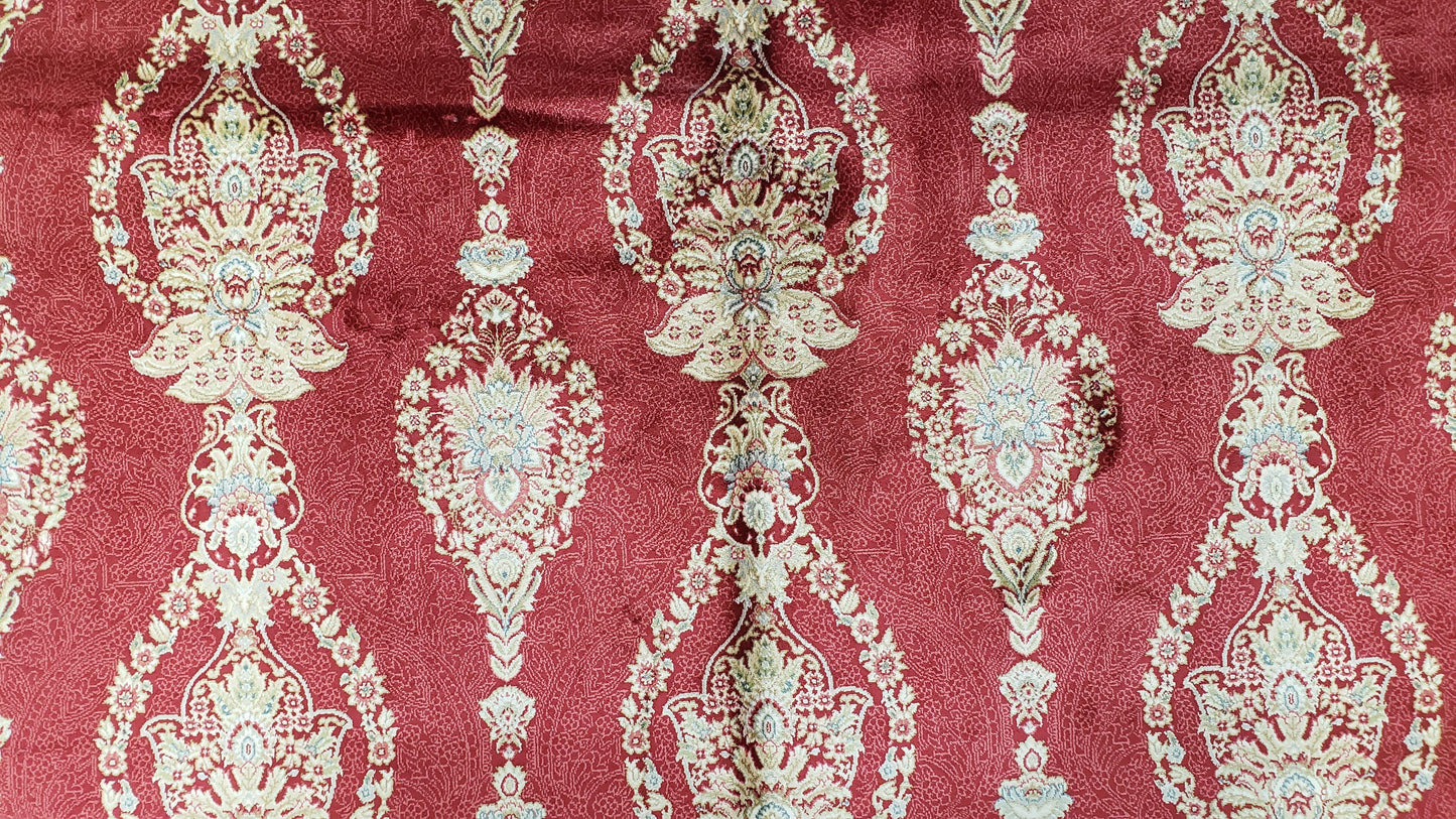 Dark Red Silk Carpet 5.3 x 7.6 ft, 5x8 Silk Rug, New Turkish Silk Carpet, Mint Condition, Beige & Red Area Rug, Bamboo Silk, High Quality