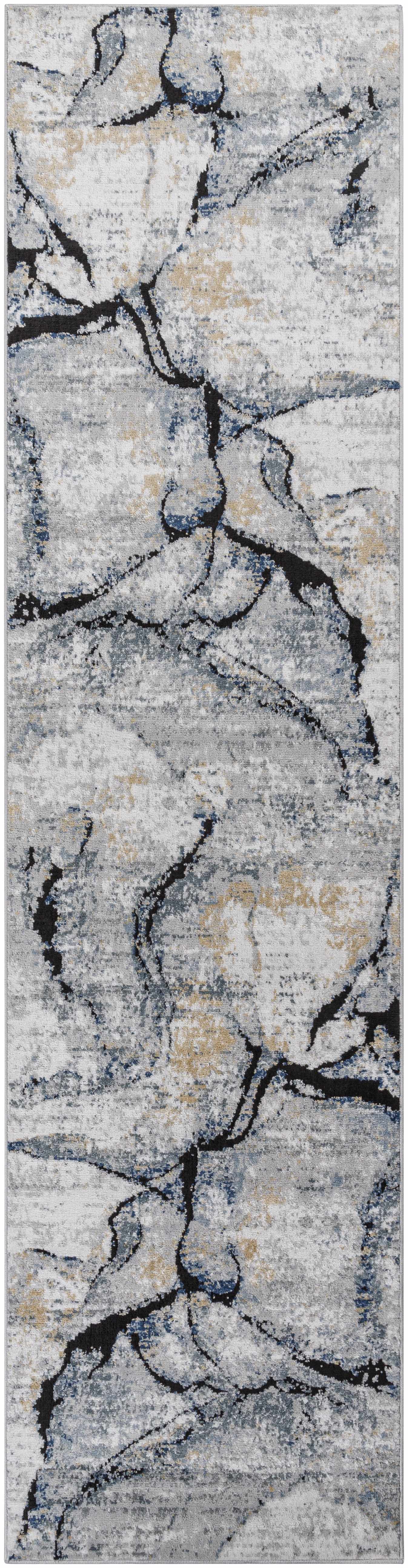 Fremantle Gray Marble Area Rug - Elegant Modern Living Room Decor