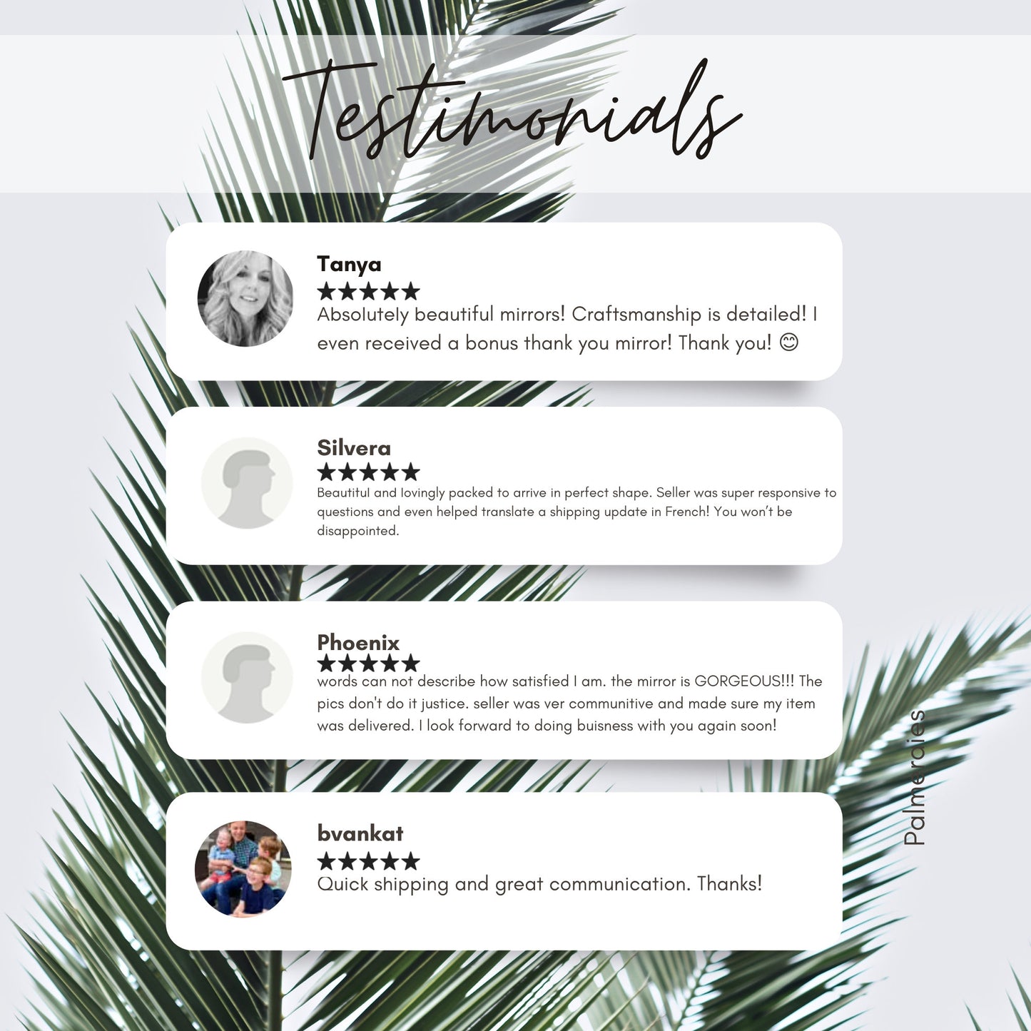 Testimonials with user ratings