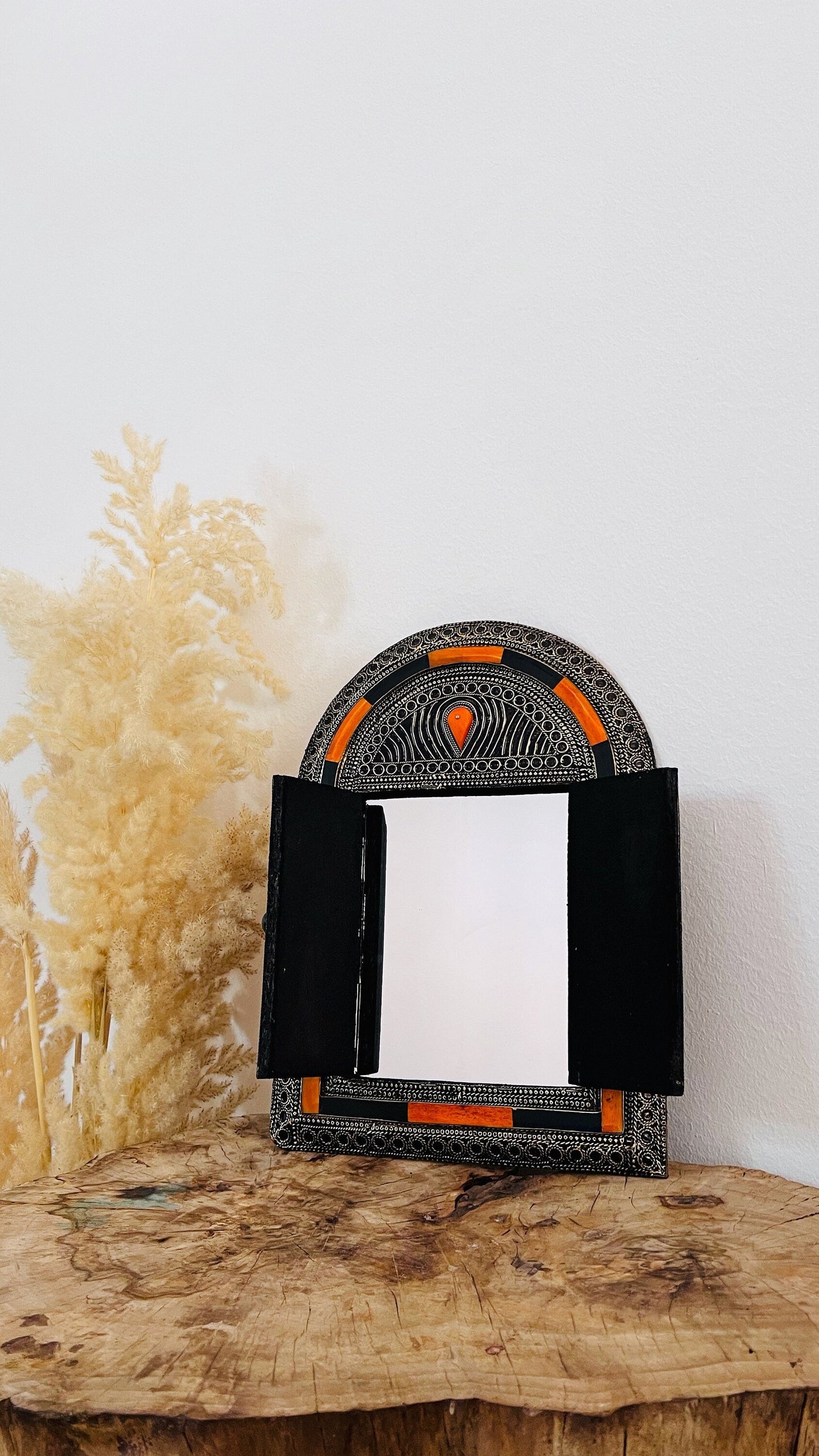 Vintage Moroccan Brass Mirror - Handmade Wall Decor
