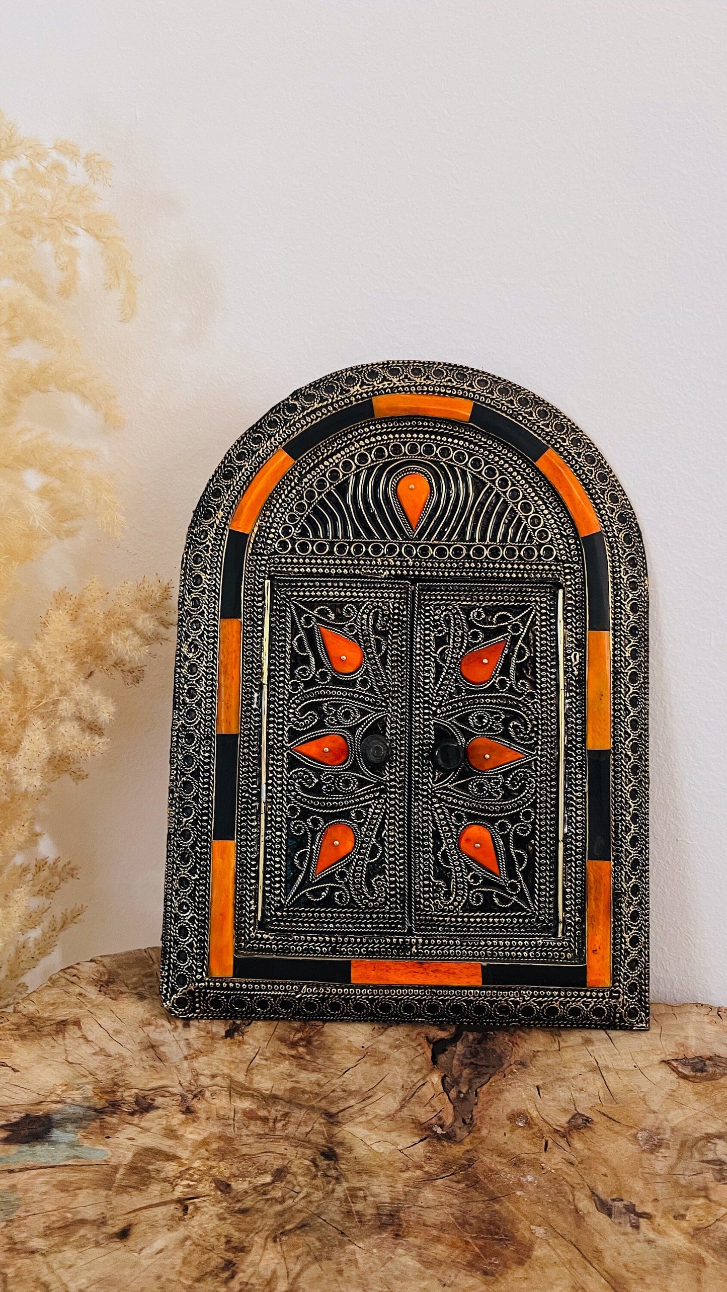 Vintage Moroccan Brass Mirror - Handmade Wall Decor