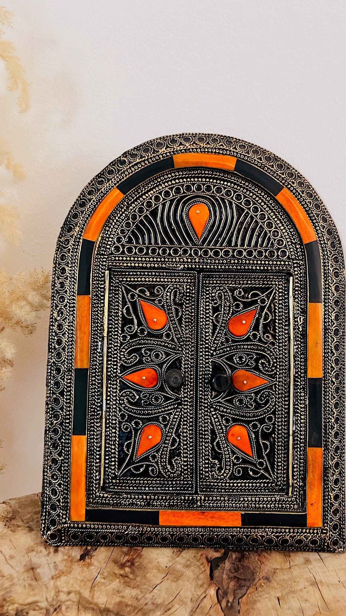 Vintage Moroccan Brass Mirror - Handmade Wall Decor