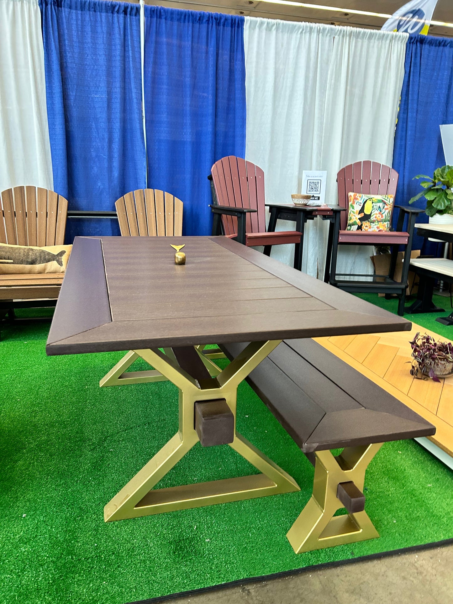 Outdoor Metal X Beam Bench With Weatherproof HDPE Seat And Durable Construction