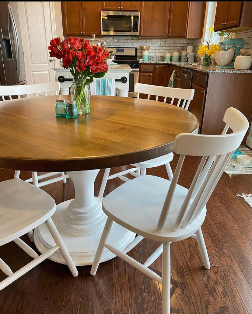 Tulip Round Table Custom Built With Maple Top And Oak Included Matte Or Satin Finish Options