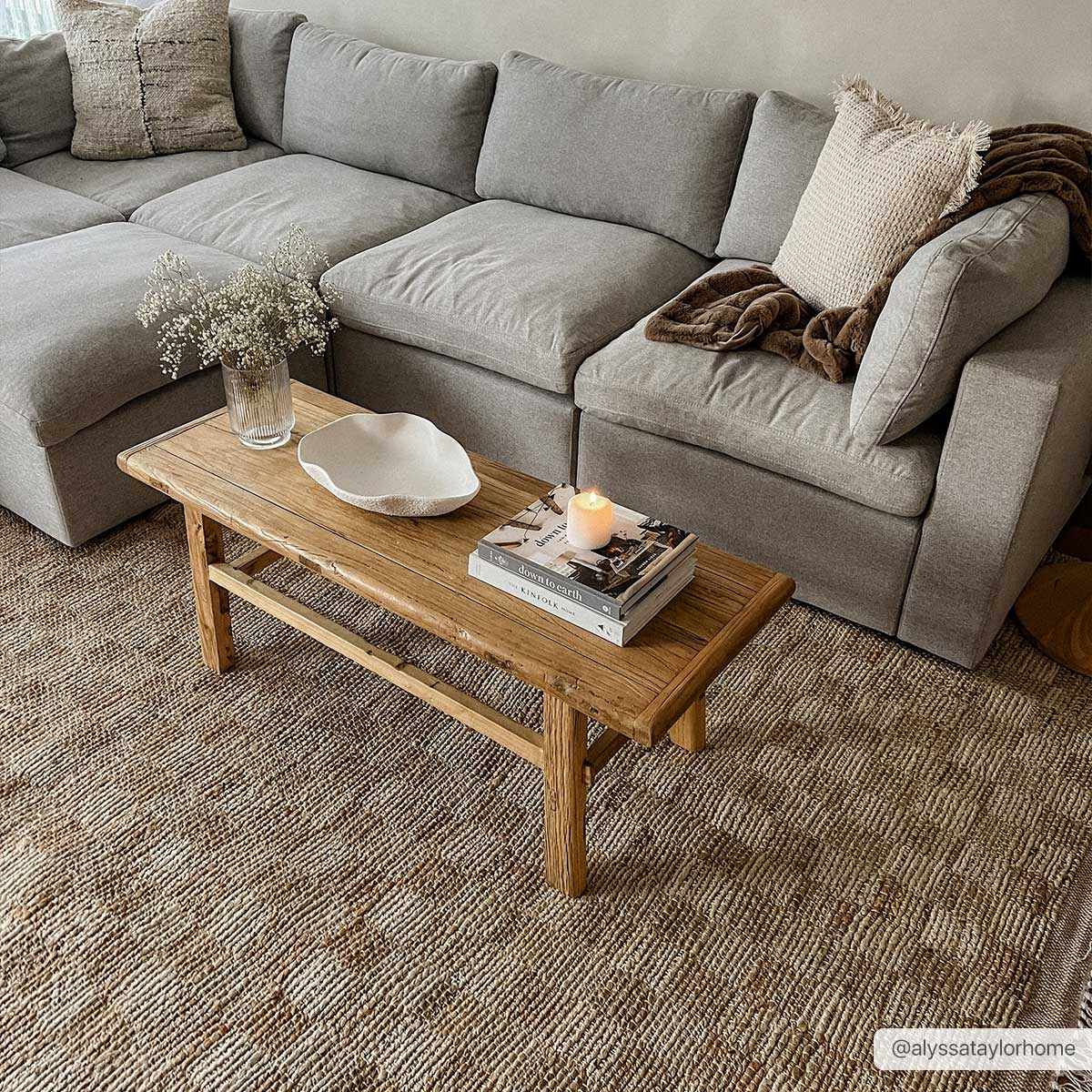 Checkered Jute Area Rug - Eco-Friendly Home Decor