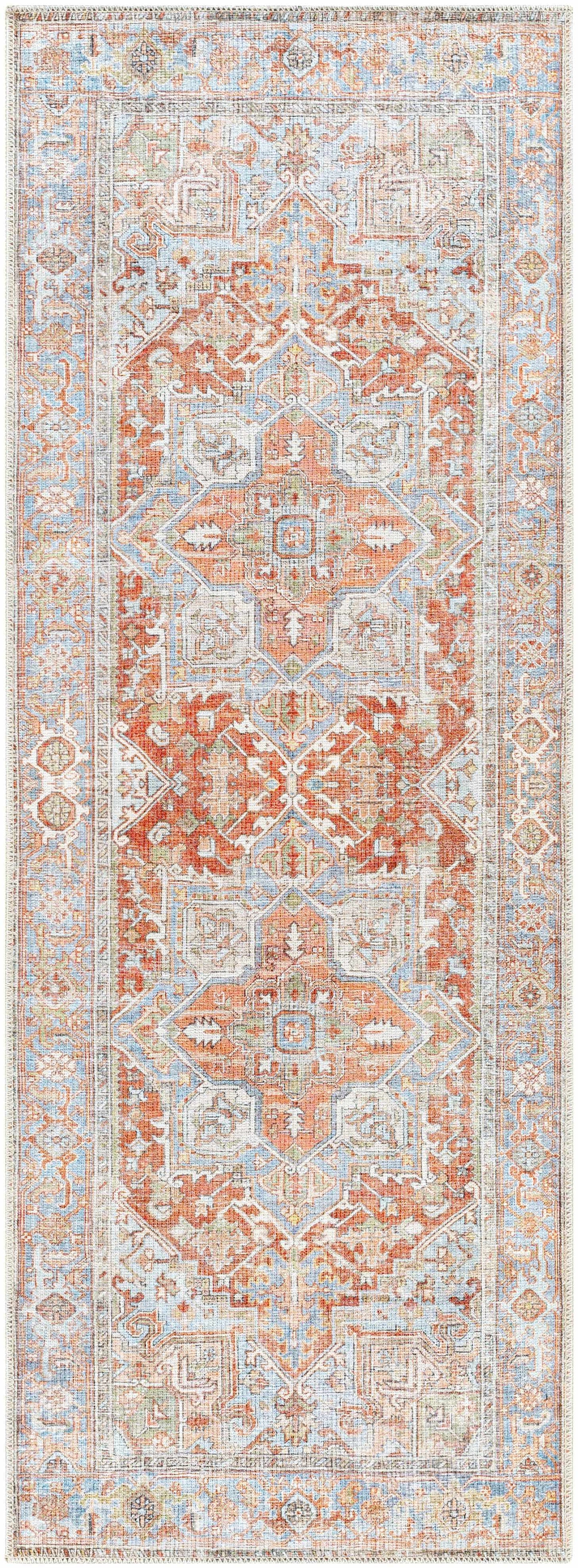 Washable Rust Area Rug - Stylish Durable Easy to Clean
