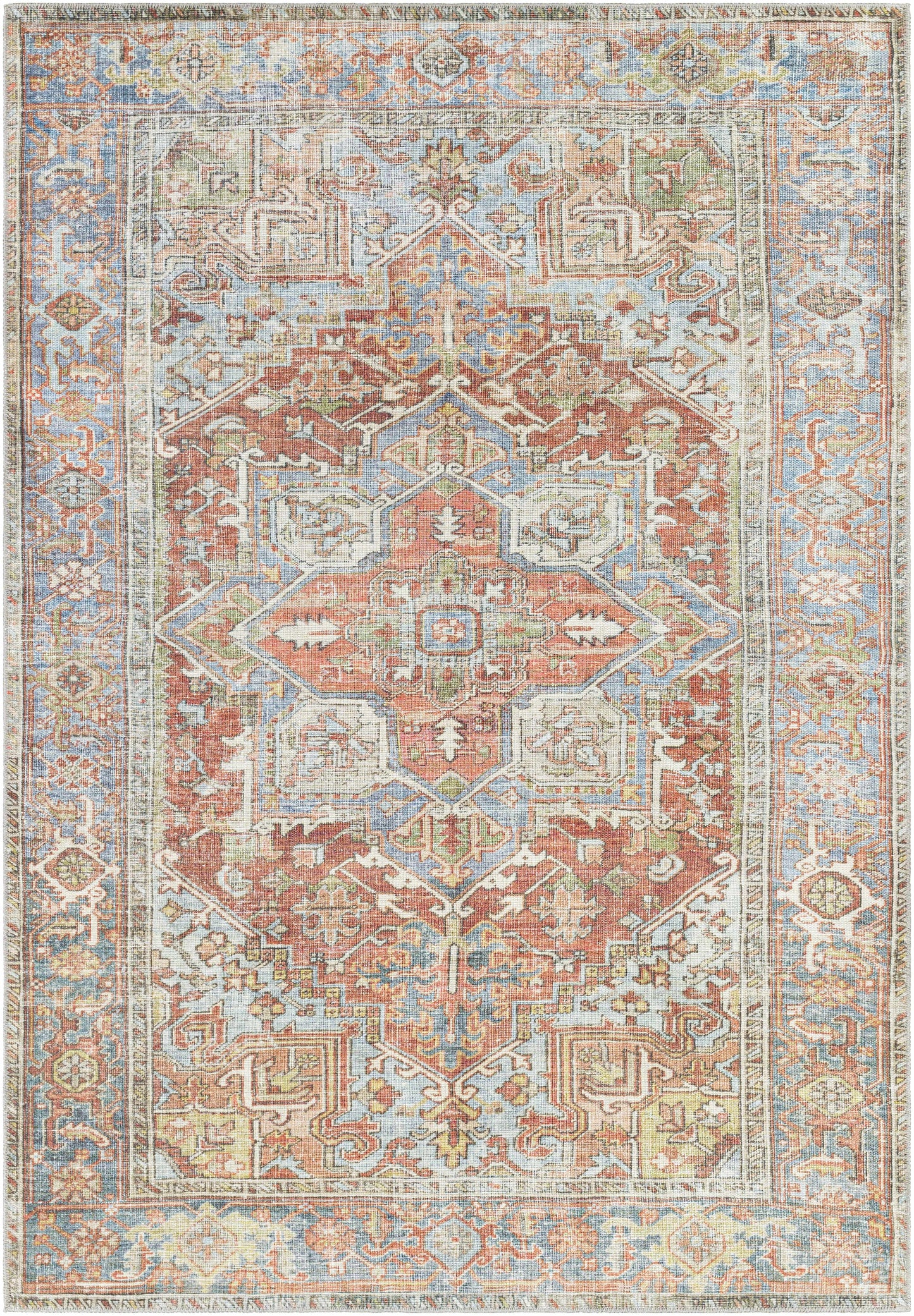Washable Rust Area Rug - Stylish Durable Easy to Clean