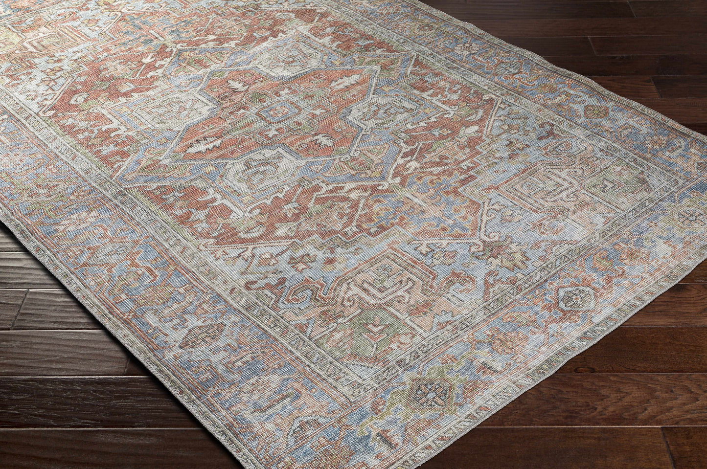 Washable Rust Area Rug - Stylish Durable Easy to Clean