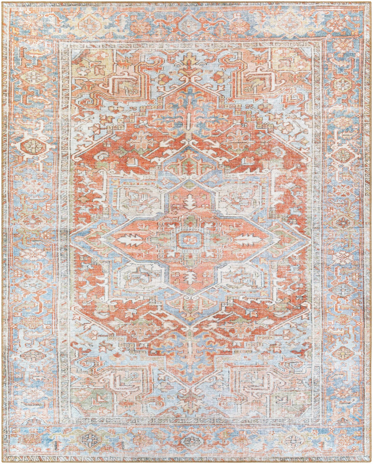 Washable Rust Area Rug - Stylish Durable Easy to Clean