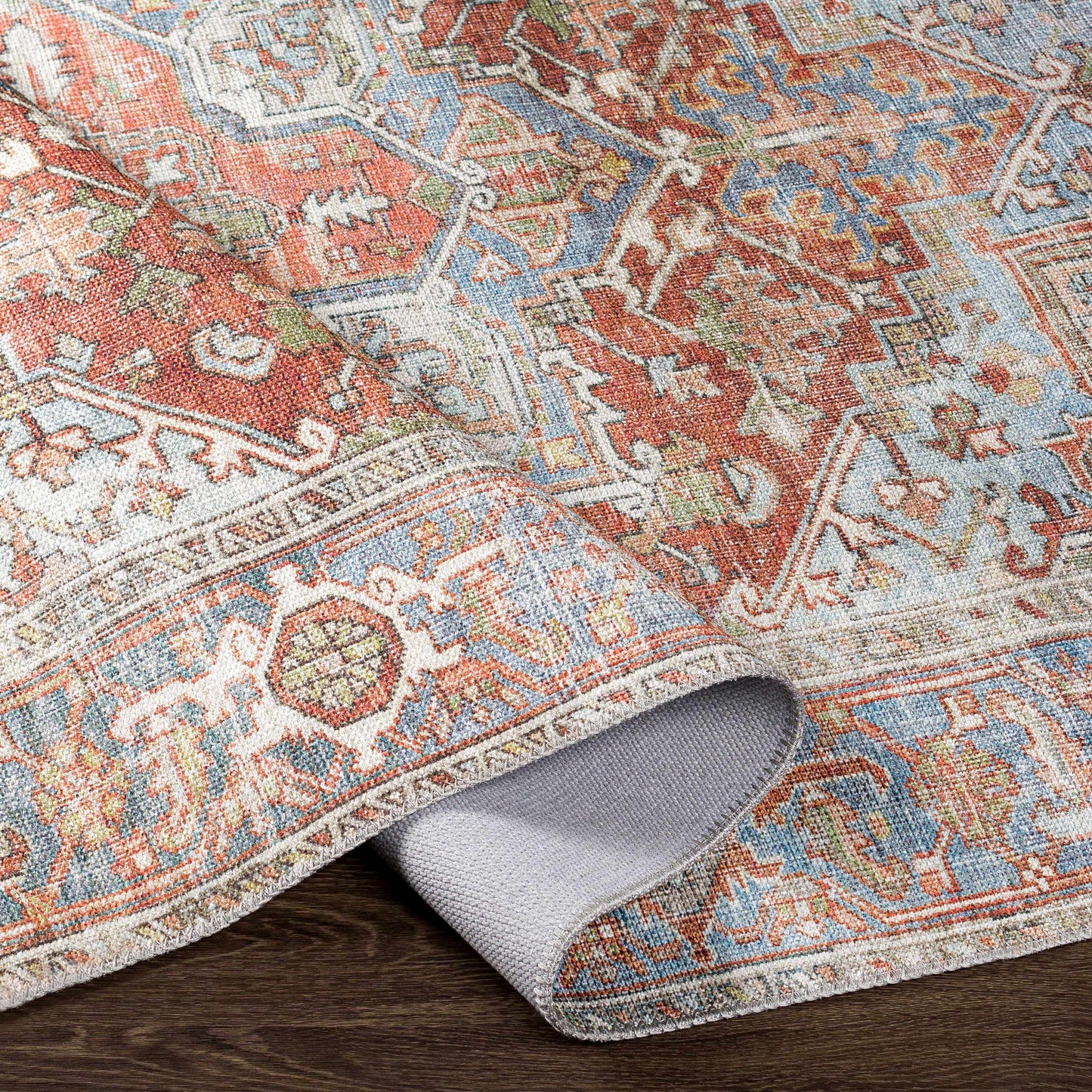 Washable Rust Area Rug - Stylish Durable Easy to Clean