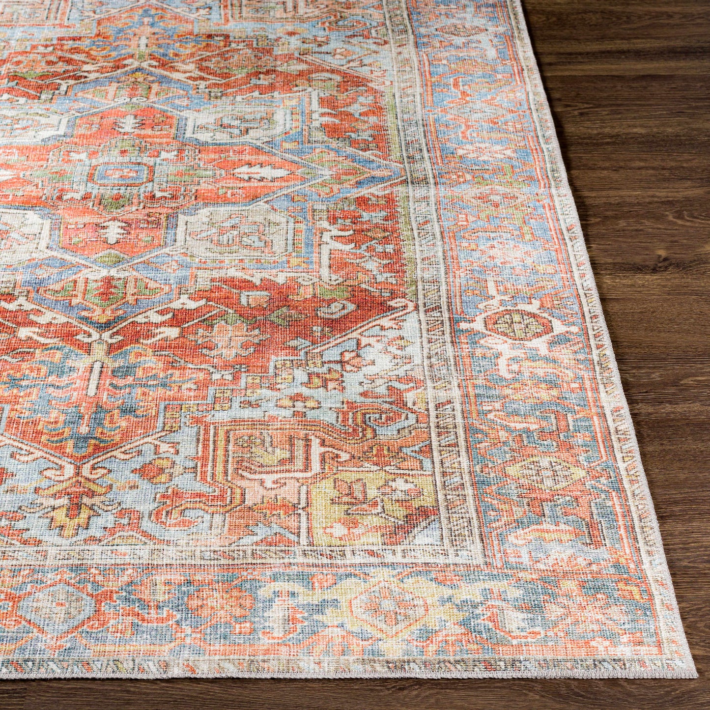 Washable Rust Area Rug - Stylish Durable Easy to Clean