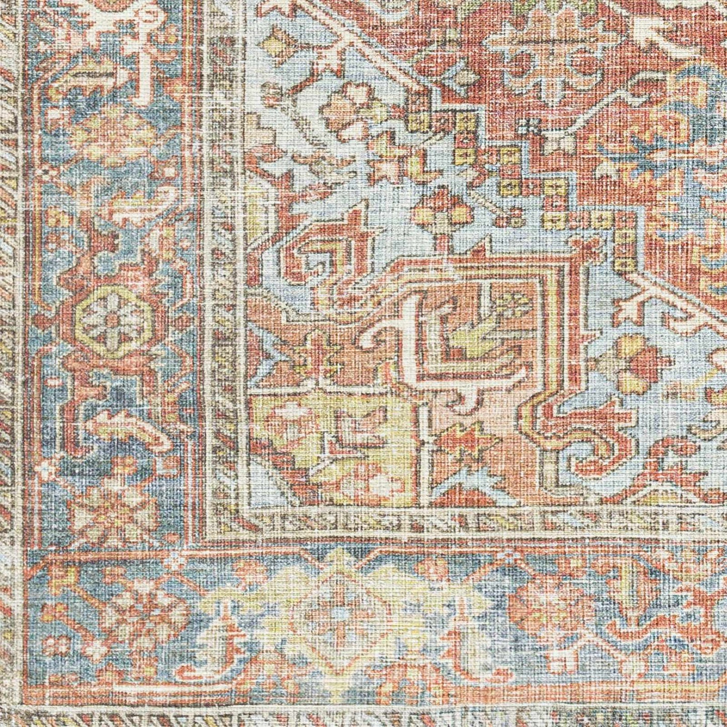 Washable Rust Area Rug - Stylish Durable Easy to Clean