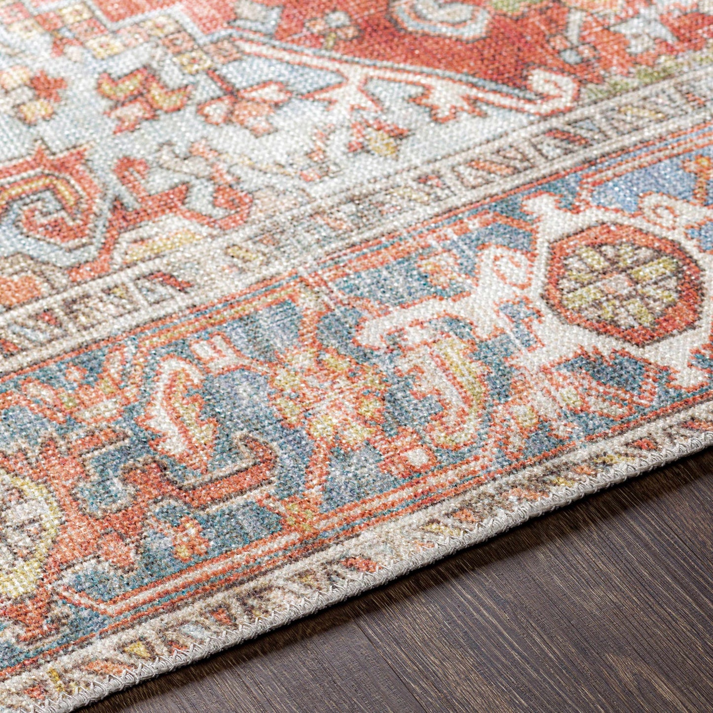 Washable Rust Area Rug - Stylish Durable Easy to Clean