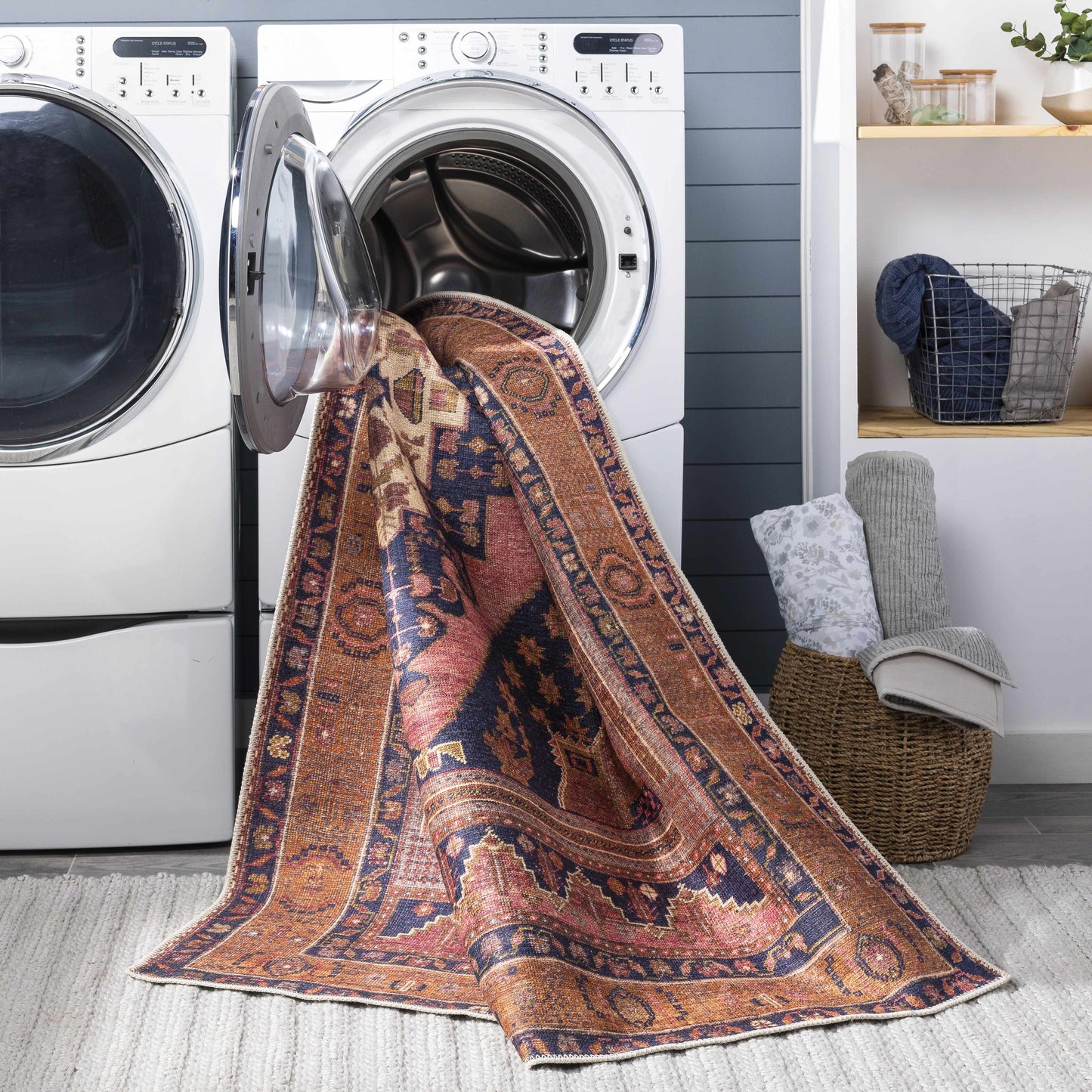Vintage Washable Flat Pile Rug - Malamote Collection for Stylish Decor