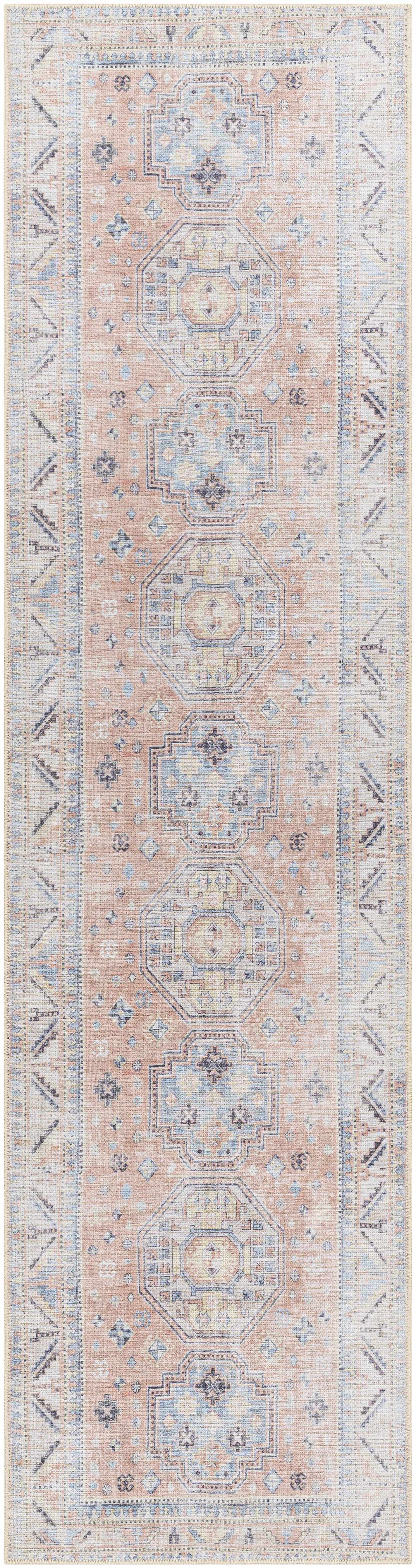 Morcott Peach Washable Area Rug - Soft Stylish Easy-Clean Home Decor