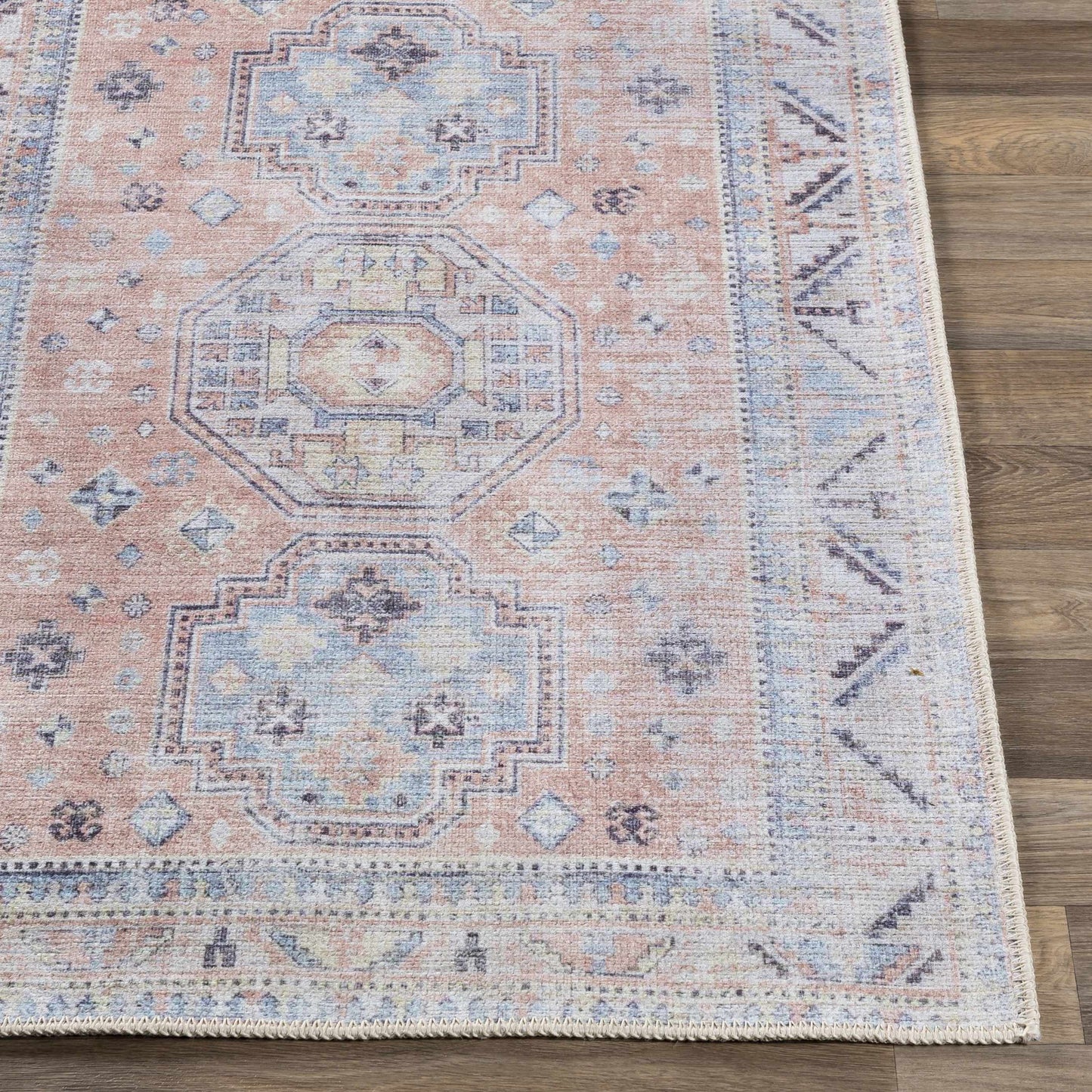 Morcott Peach Washable Area Rug - Soft Stylish Easy-Clean Home Decor