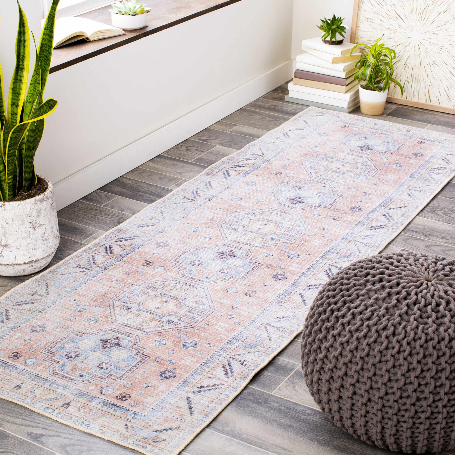 Morcott Peach Washable Area Rug - Soft Stylish Easy-Clean Home Decor