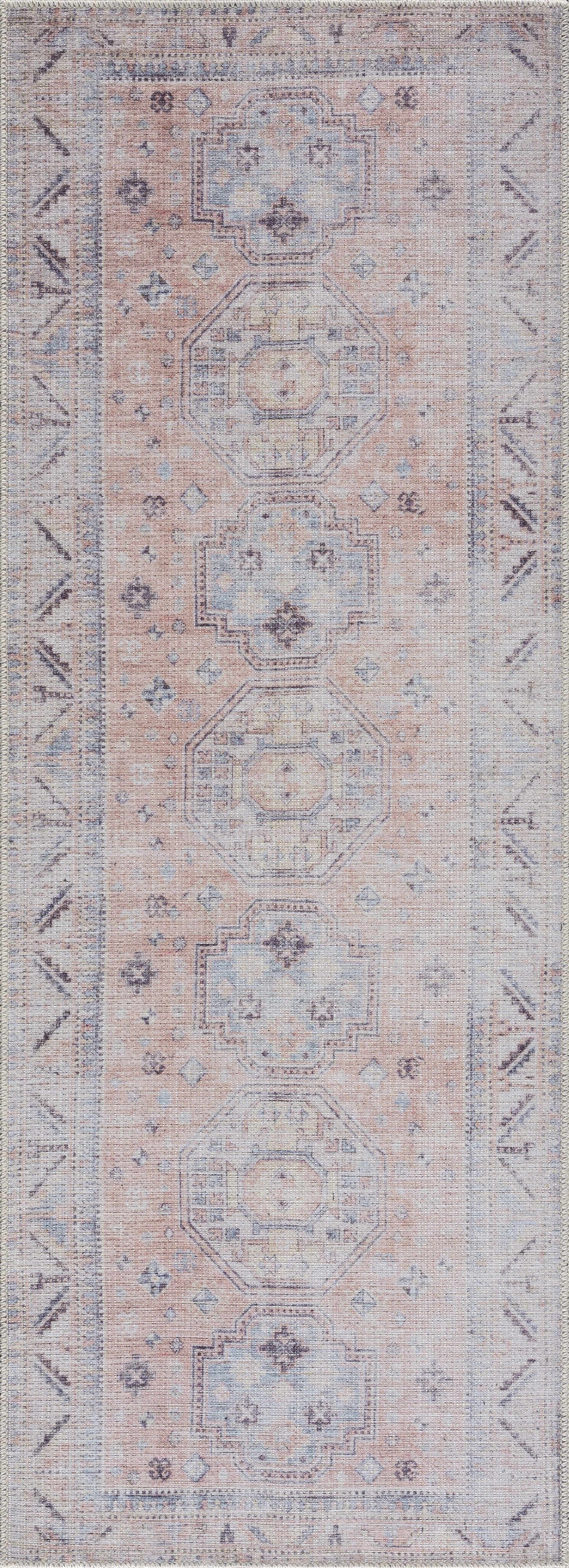 Morcott Peach Washable Area Rug - Soft Stylish Easy-Clean Home Decor