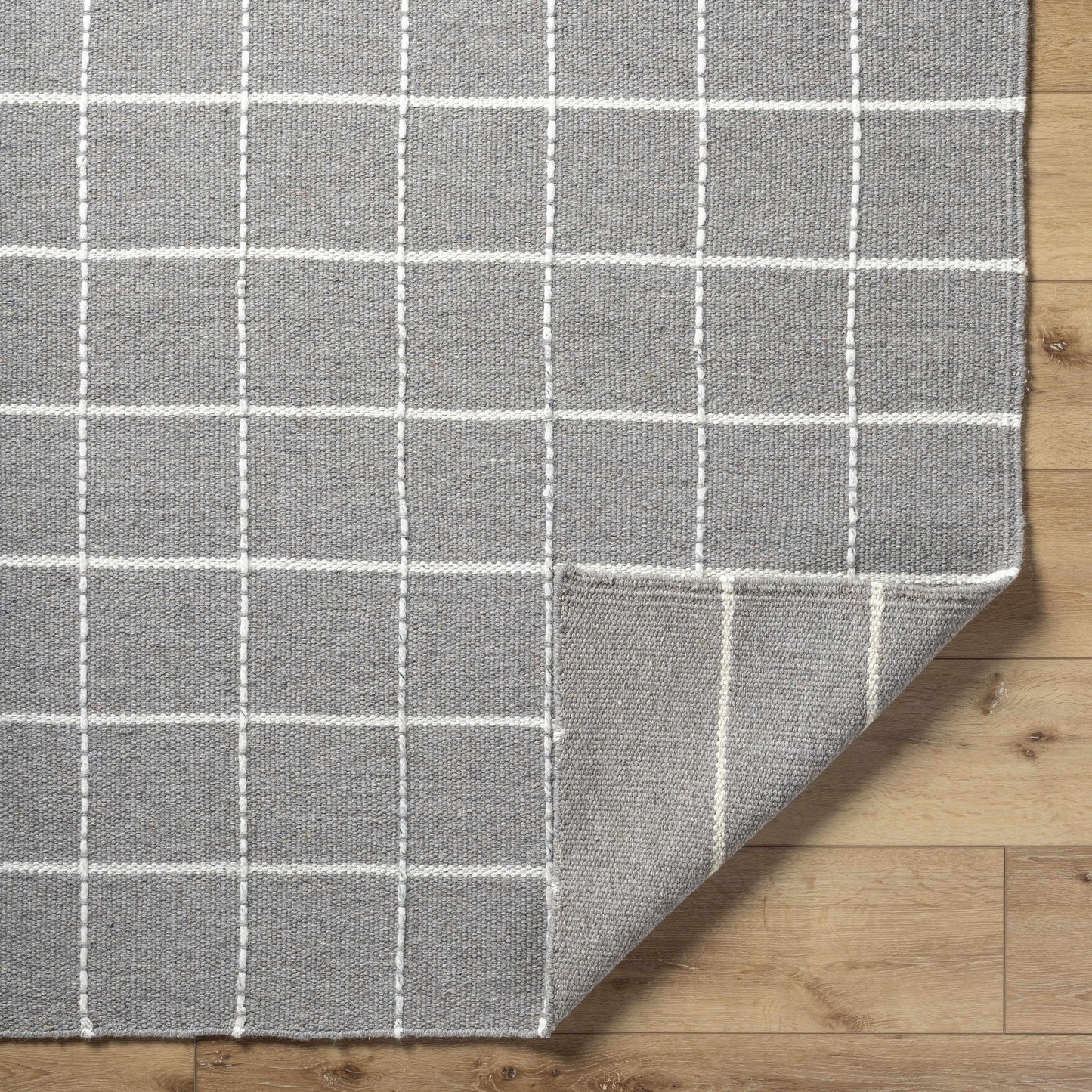 Gray Checkered Wool Area Rug - Cozy Stylish Home Decor